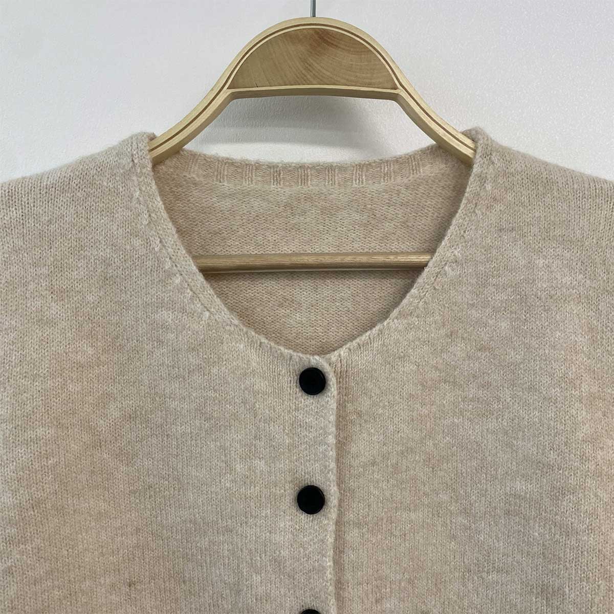 ニットボタンラウンドネックウエストゴムロング長袖セットアップスカートカーディガン3 SETショール付 | 詳細画像21