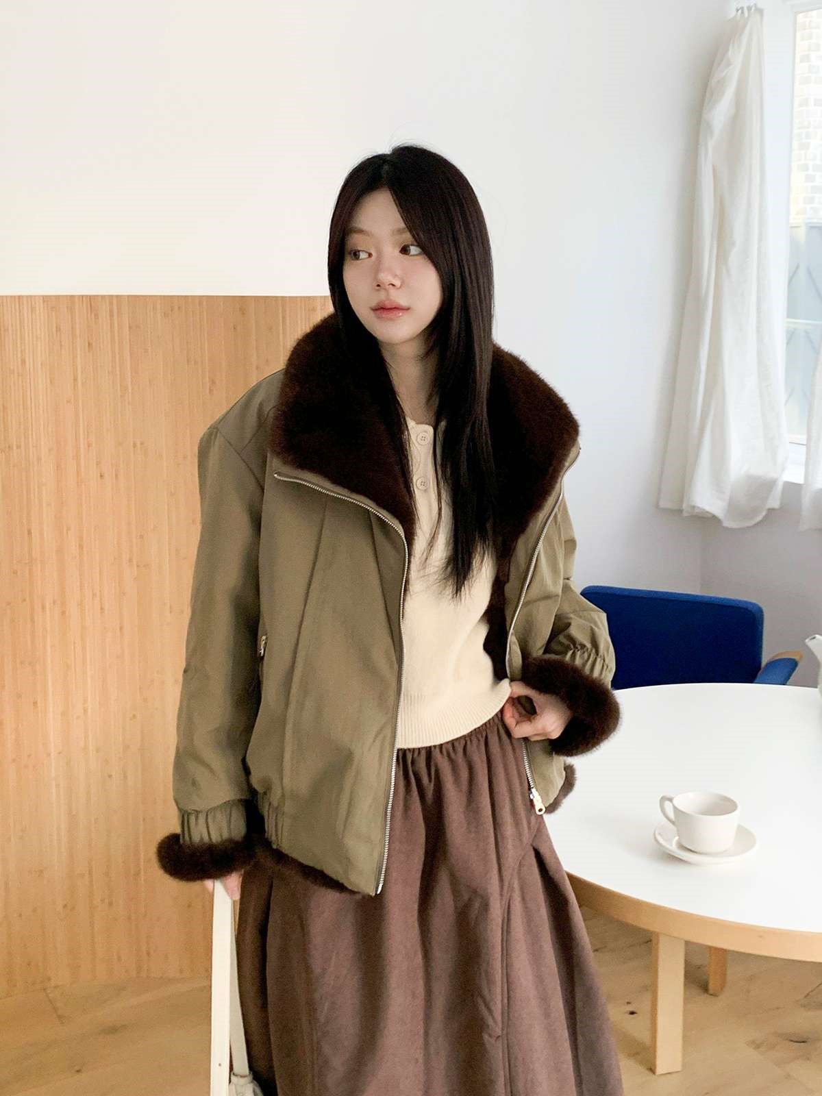 ソフトエコファーカラーポケットルーズ長袖リバーシブルジャンパー | 詳細画像2