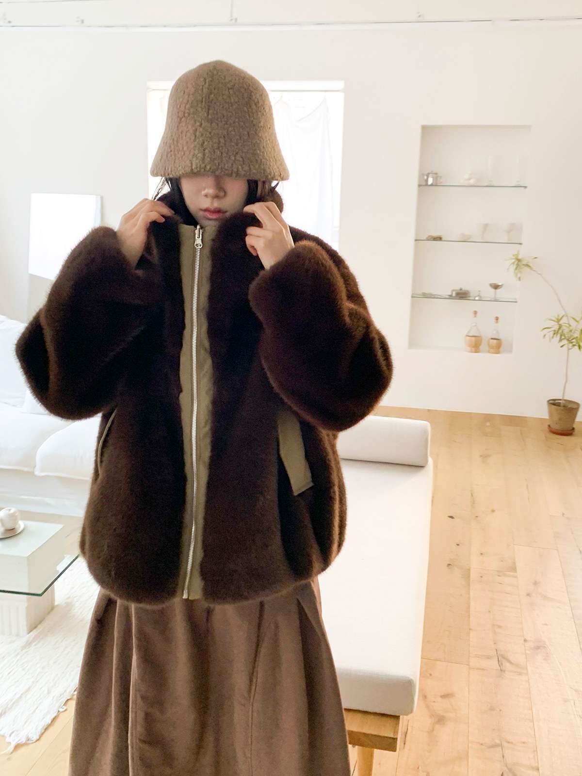 ソフトエコファーカラーポケットルーズ長袖リバーシブルジャンパー | 詳細画像3