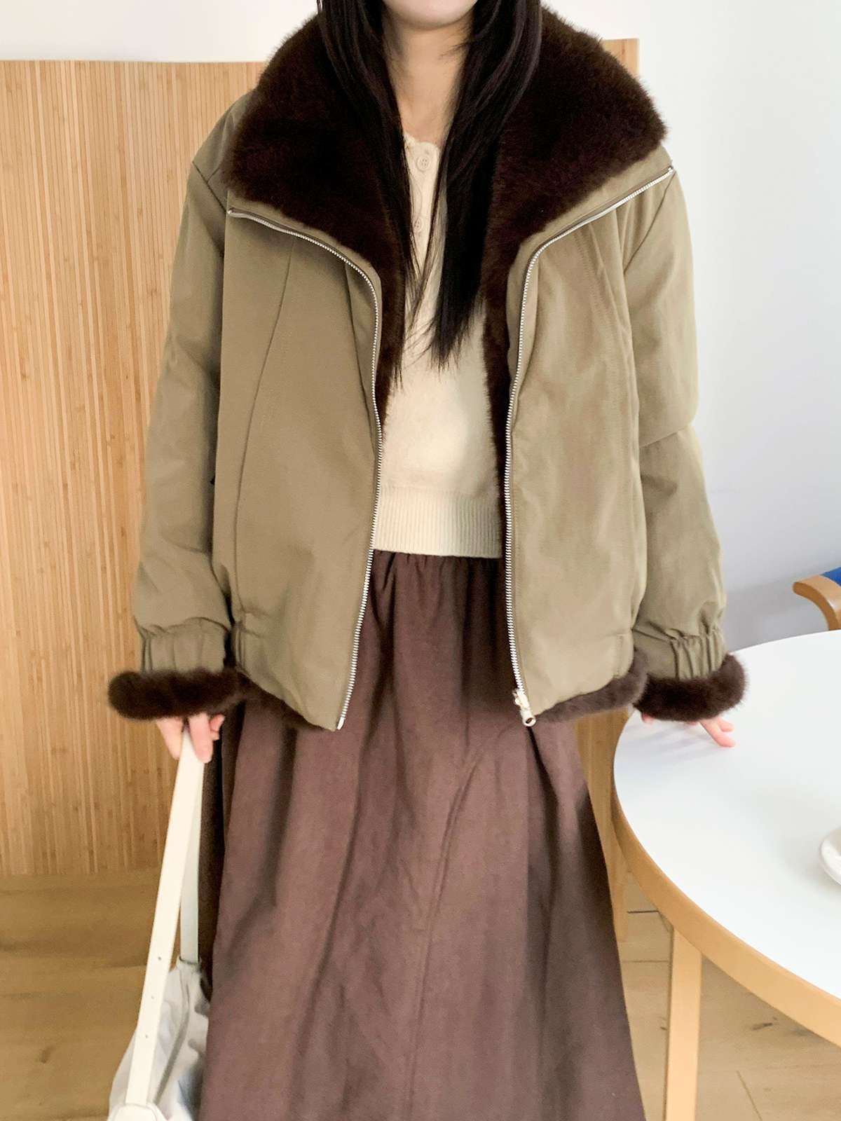 ソフトエコファーカラーポケットルーズ長袖リバーシブルジャンパー | 詳細画像4