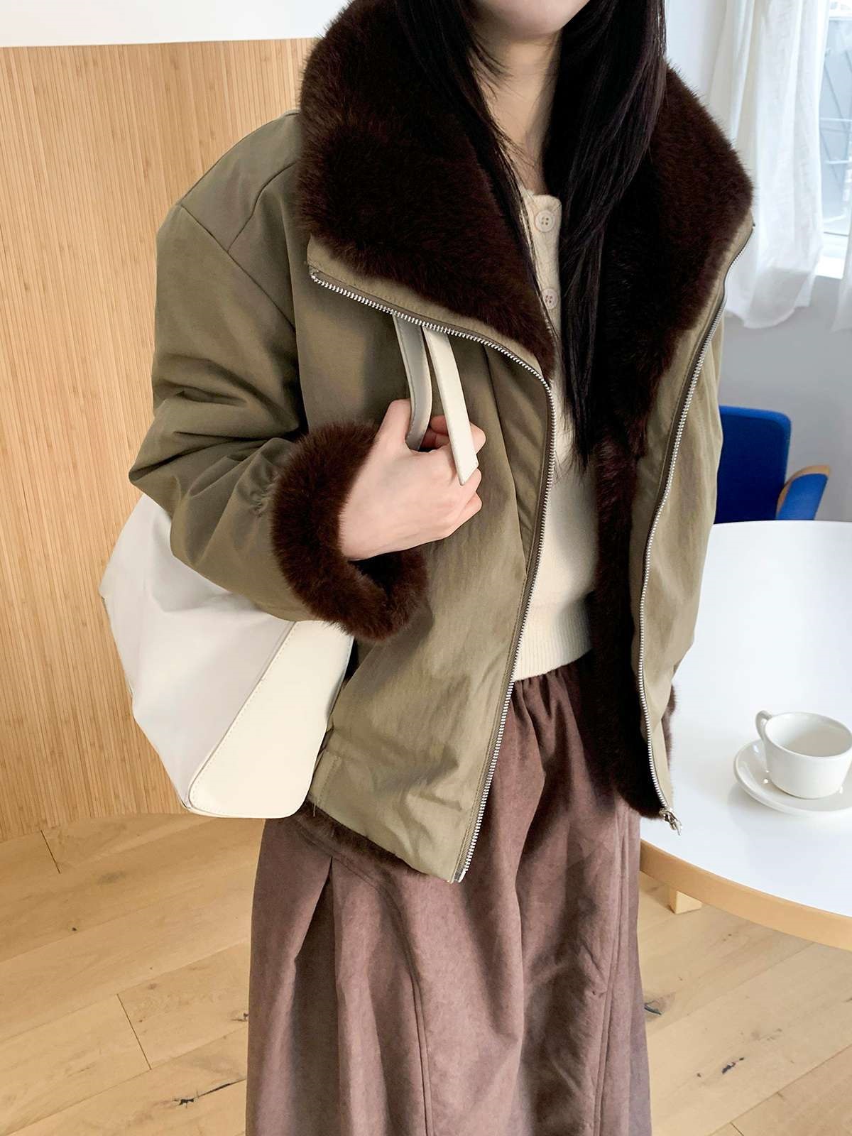 ソフトエコファーカラーポケットルーズ長袖リバーシブルジャンパー | 詳細画像7