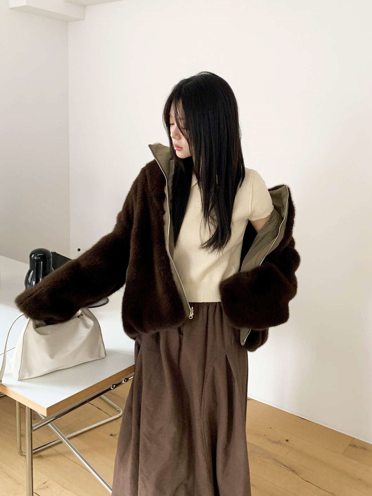 ソフトエコファーカラーポケットルーズ長袖リバーシブルジャンパー | 詳細画像14