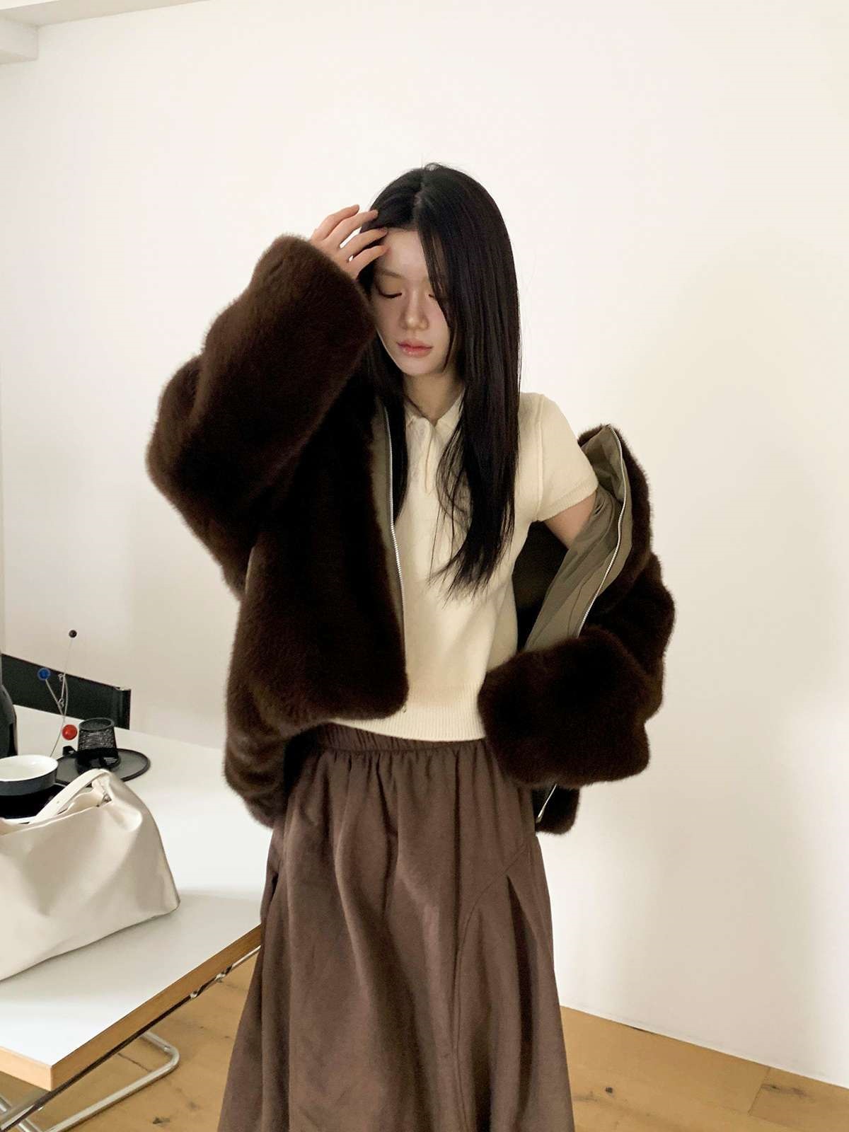 ソフトエコファーカラーポケットルーズ長袖リバーシブルジャンパー | 詳細画像15