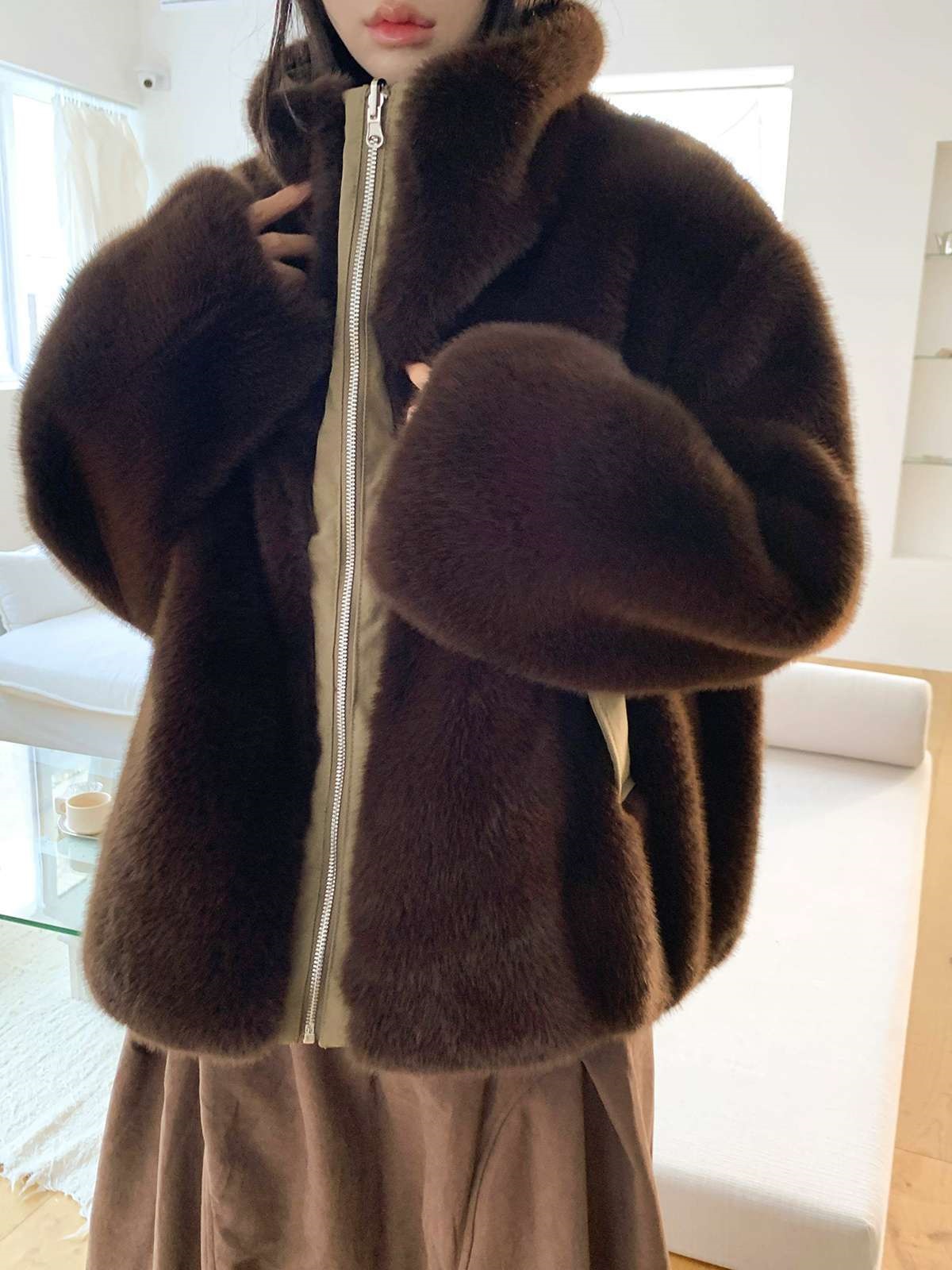 ソフトエコファーカラーポケットルーズ長袖リバーシブルジャンパー | 詳細画像17