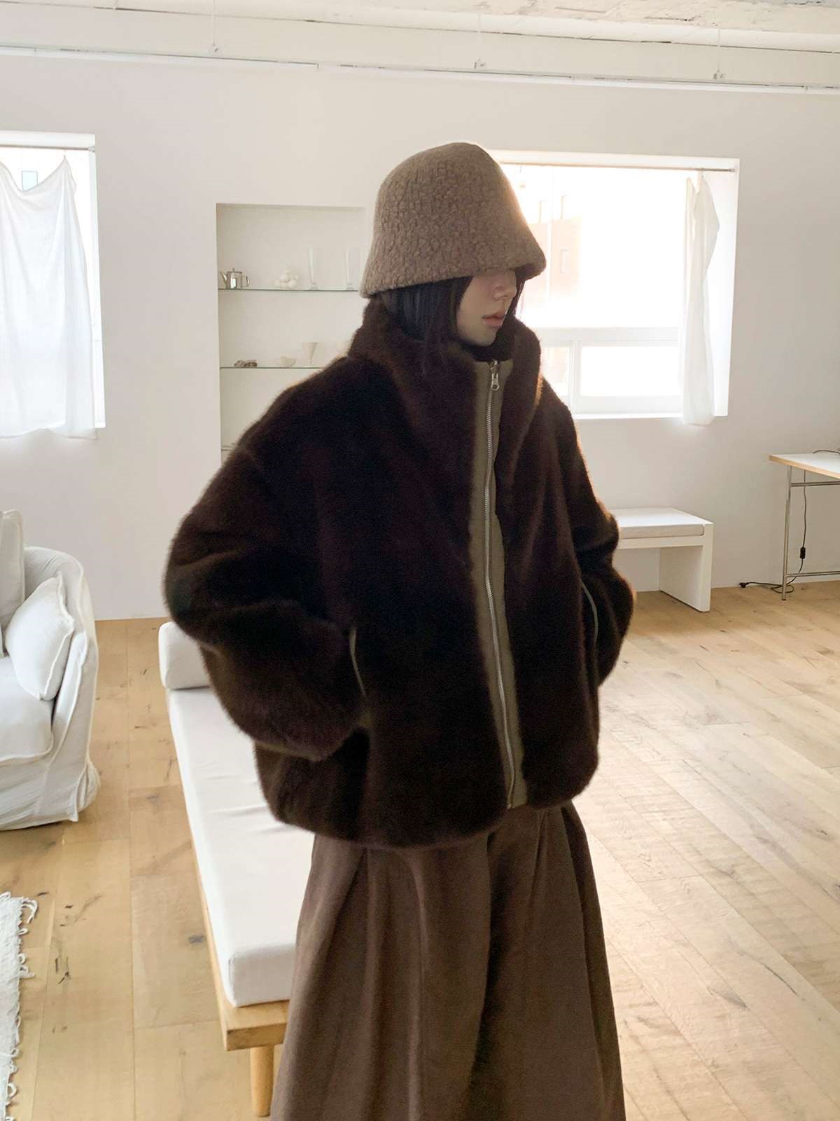 ソフトエコファーカラーポケットルーズ長袖リバーシブルジャンパー | 詳細画像18