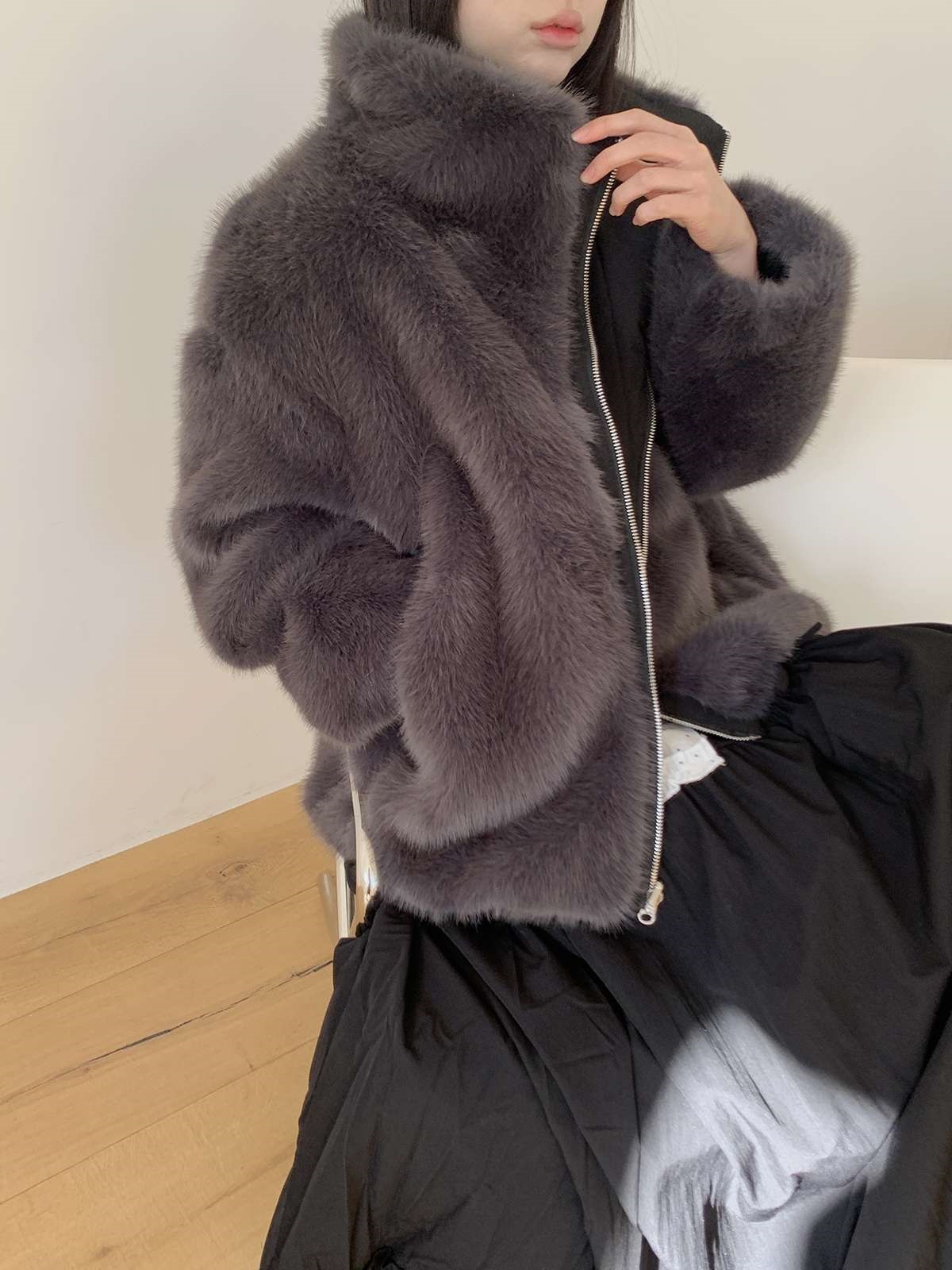 ソフトエコファーカラーポケットルーズ長袖リバーシブルジャンパー | 詳細画像21