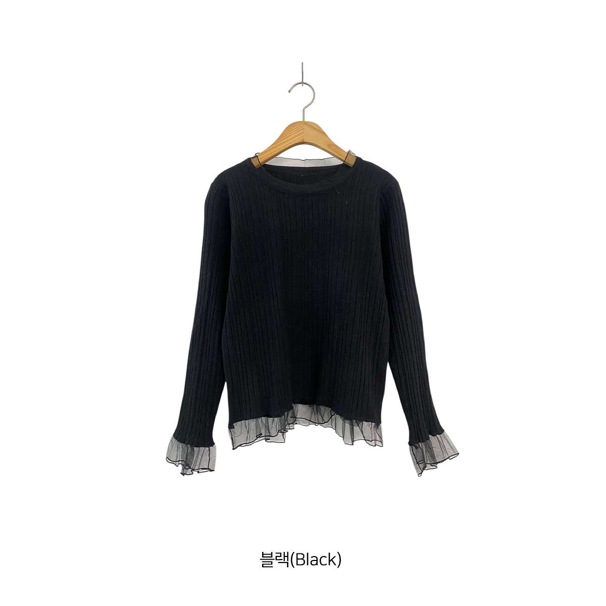 シフォンシースルーコンビスリムレイヤード風長袖ニット | 詳細画像15