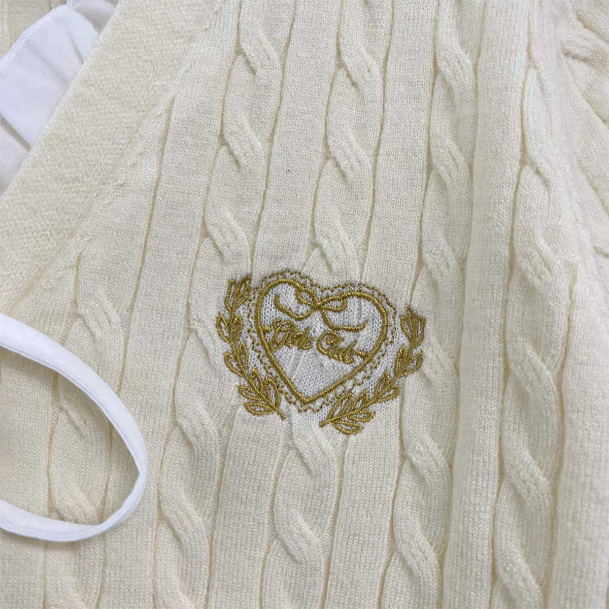 ニットコンビボタンVネックレイヤード風長袖刺繍カーディガン | 詳細画像24