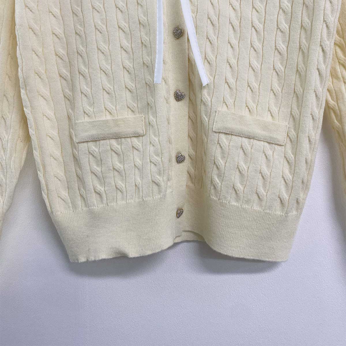 ニットコンビボタンVネックレイヤード風長袖刺繍カーディガン | 詳細画像25