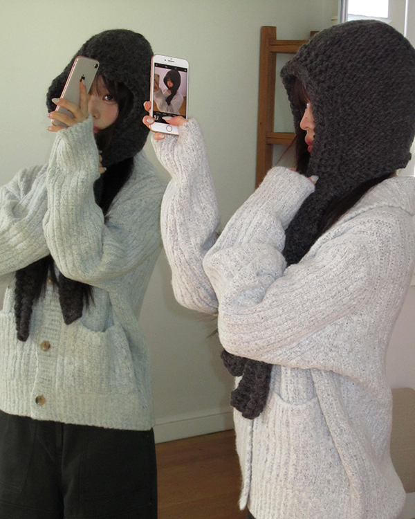 fekete リボン バラクラバ FEKETE（フェケテ）の「ribbon balaclava / リボンバラクラバ（ニット