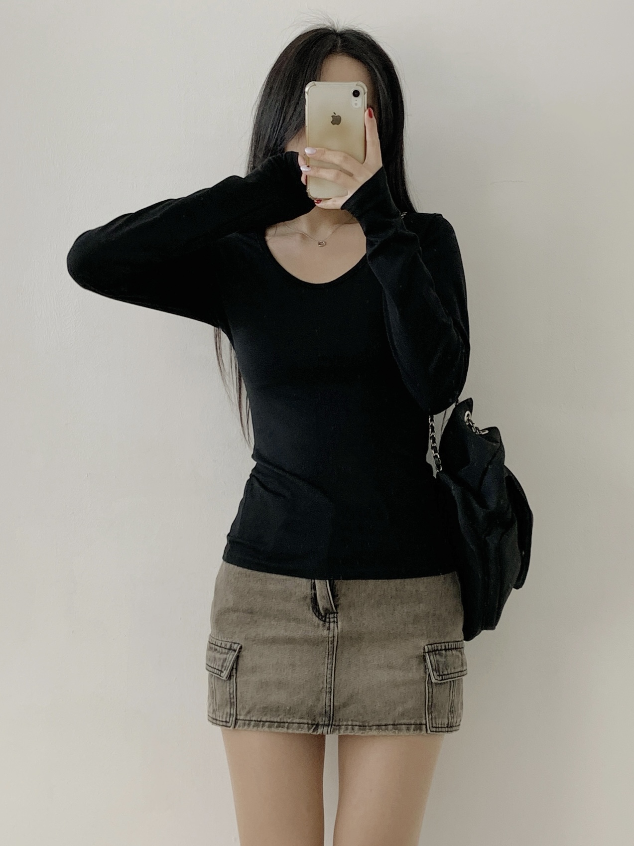 ラウンドネックスリム長袖無地Tシャツ | 詳細画像14