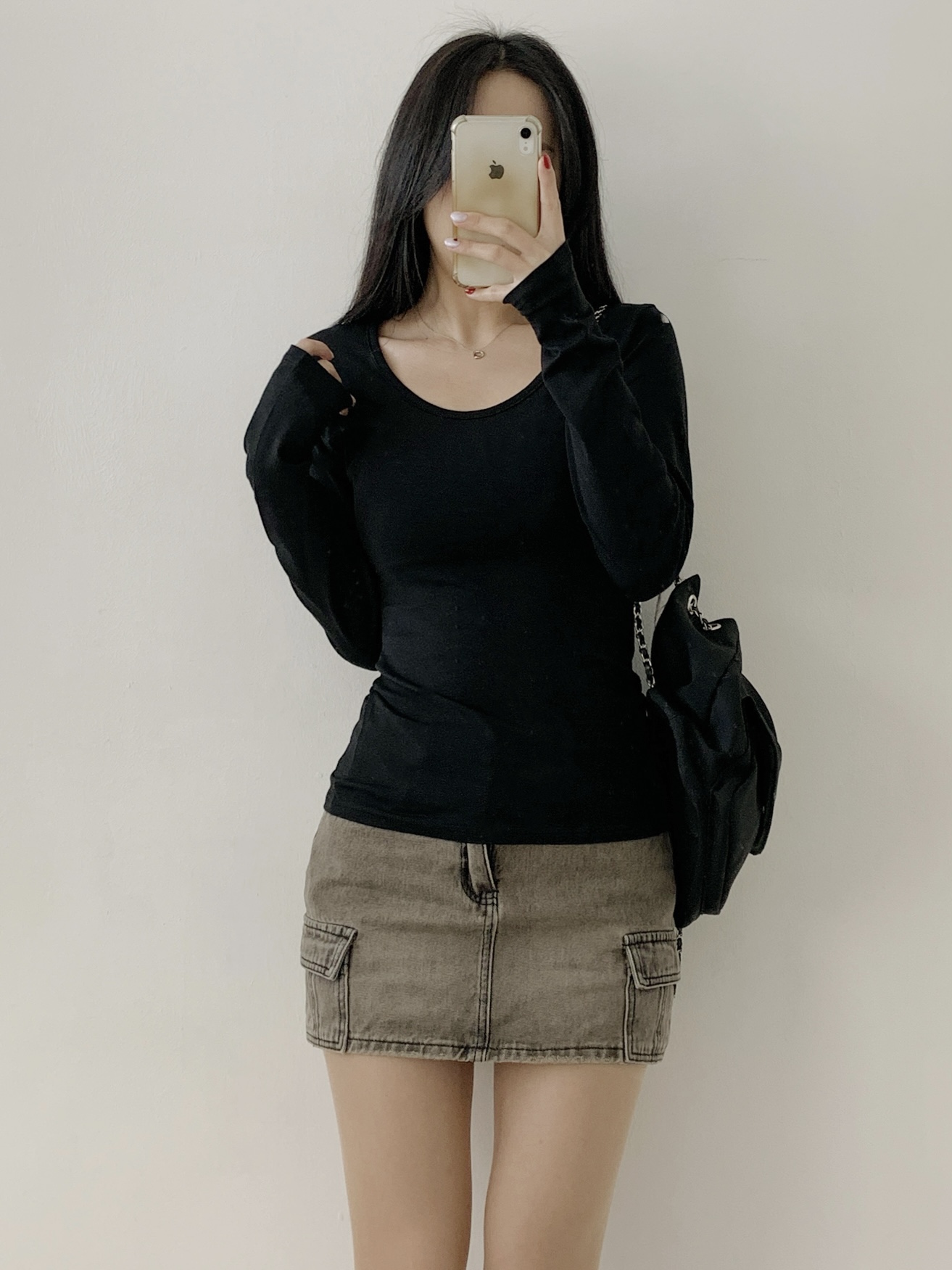 ラウンドネックスリム長袖無地Tシャツ | 詳細画像15