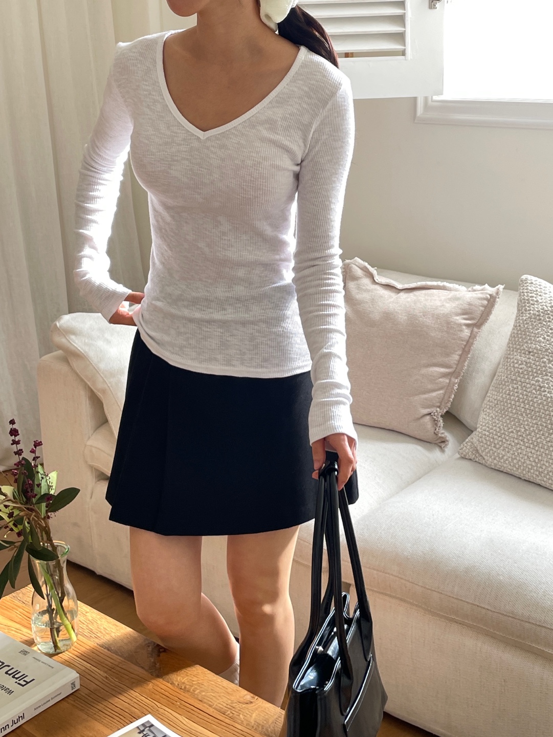 リブVネックスリム長袖Tシャツ | 詳細画像13