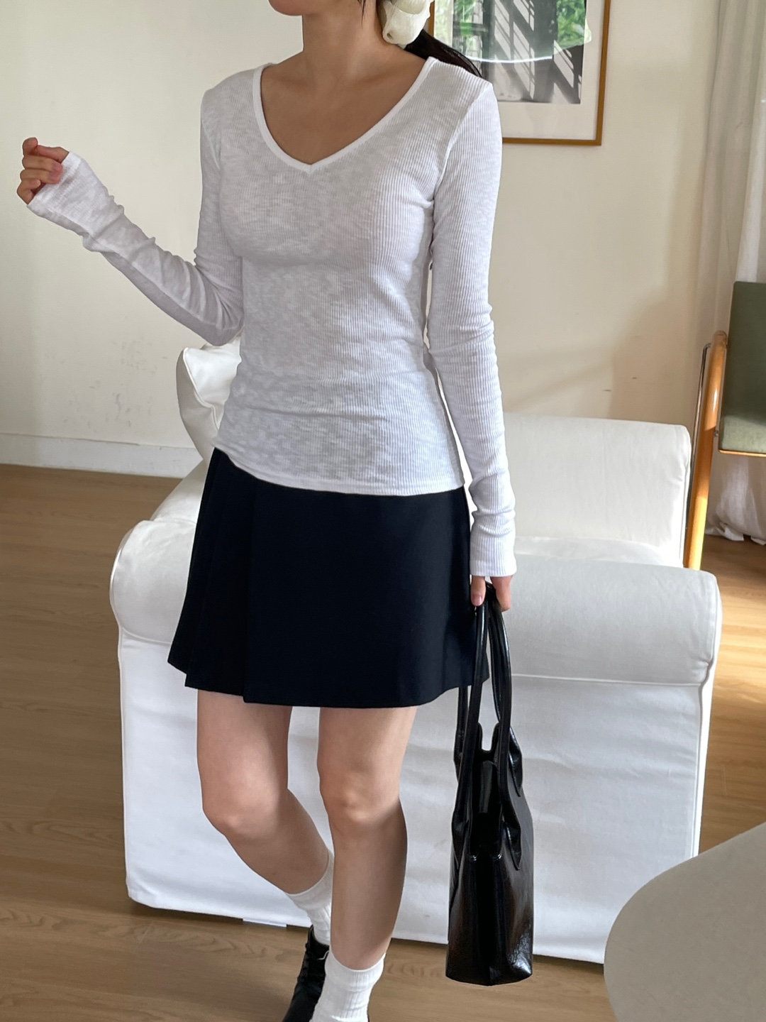 リブVネックスリム長袖Tシャツ | 詳細画像10