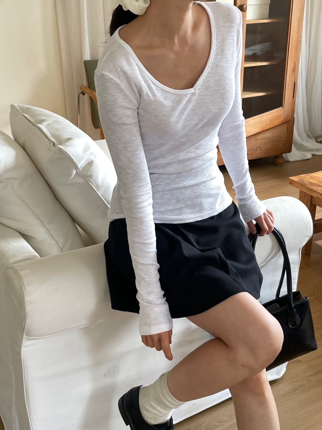 リブVネックスリム長袖Tシャツ | 詳細画像15