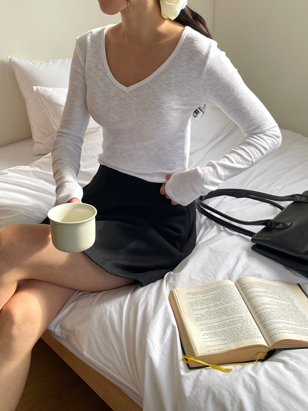 リブVネックスリム長袖Tシャツ | 詳細画像3