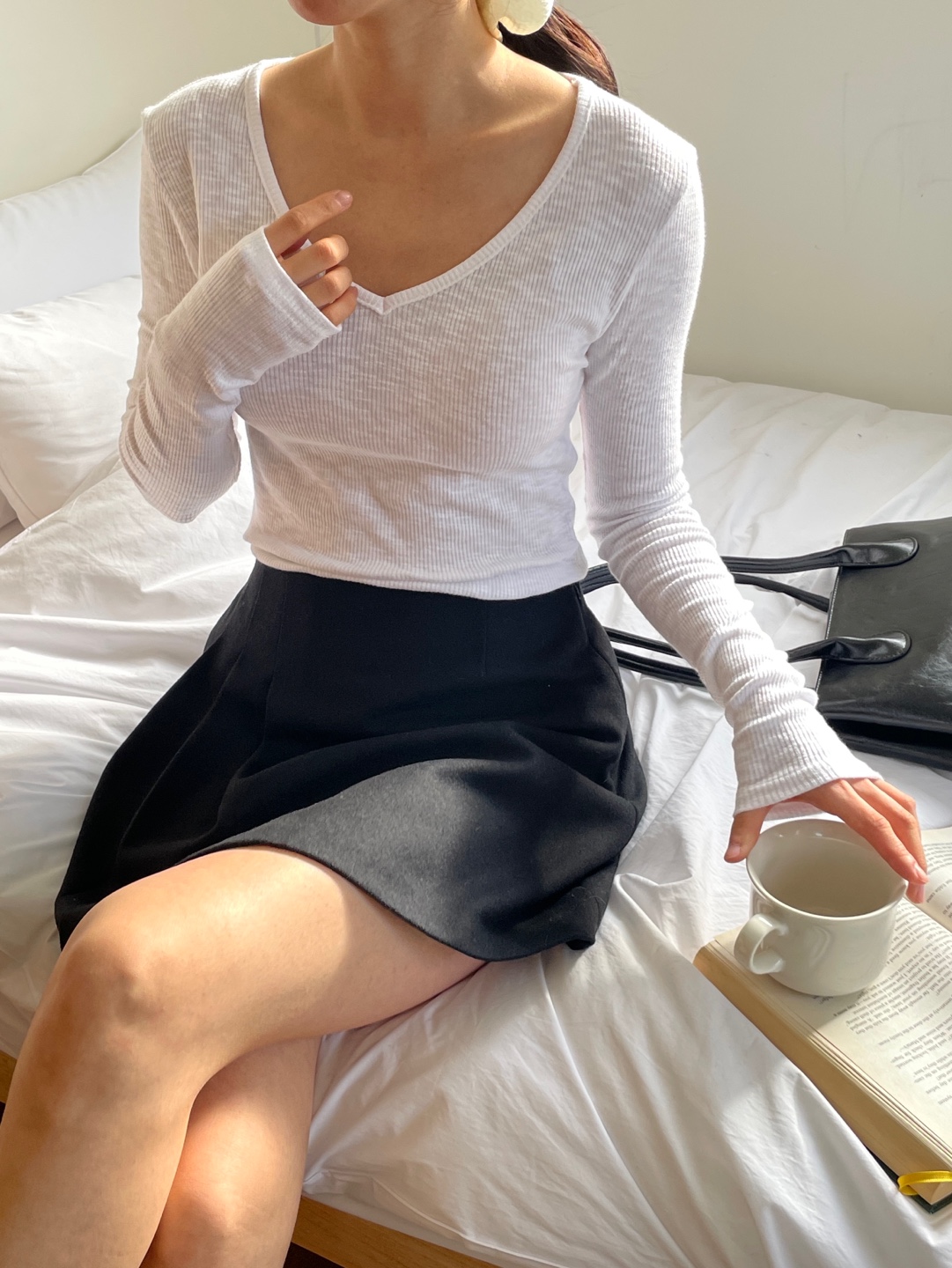 リブVネックスリム長袖Tシャツ | 詳細画像12