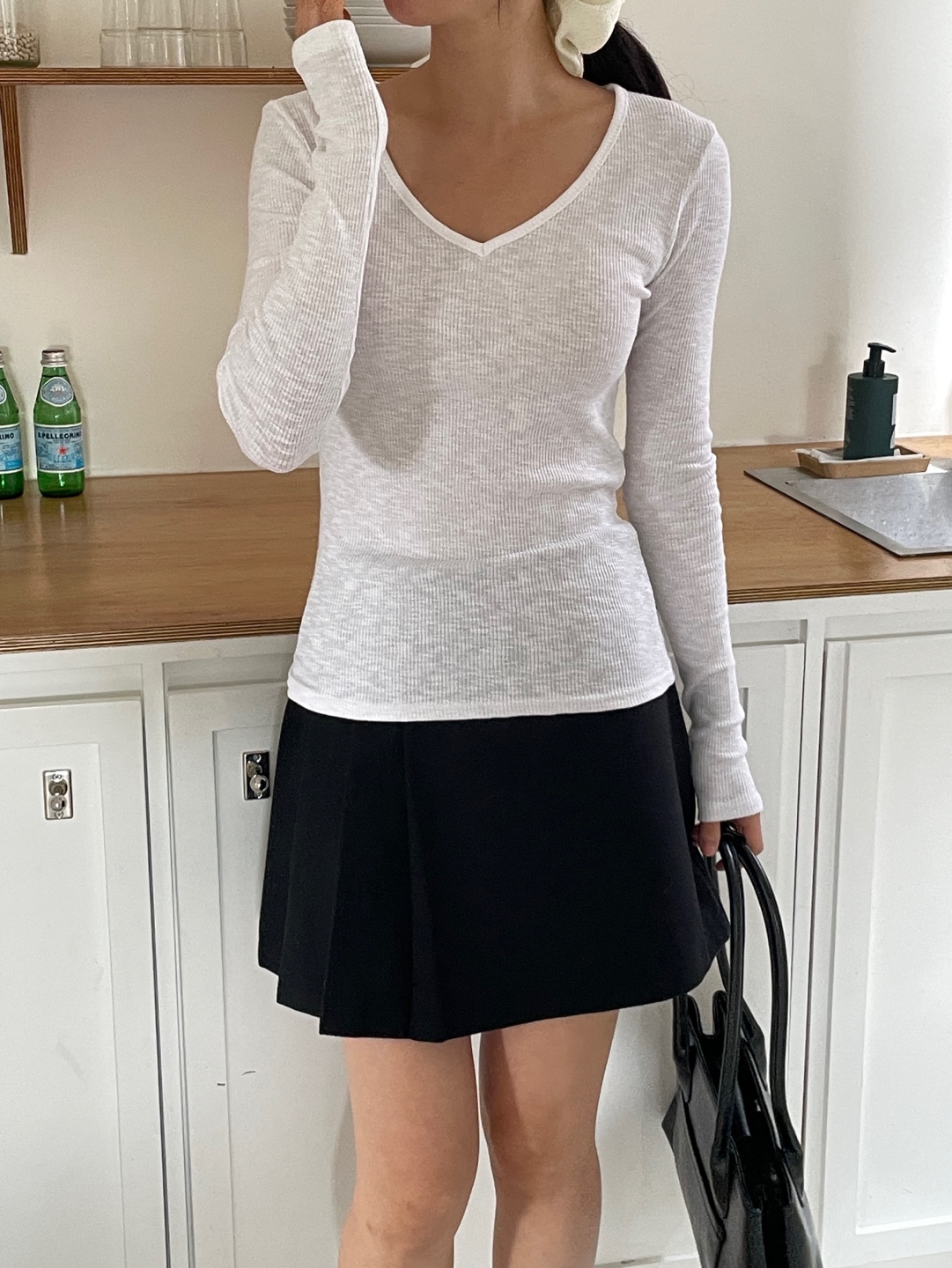 リブVネックスリム長袖Tシャツ | 詳細画像4