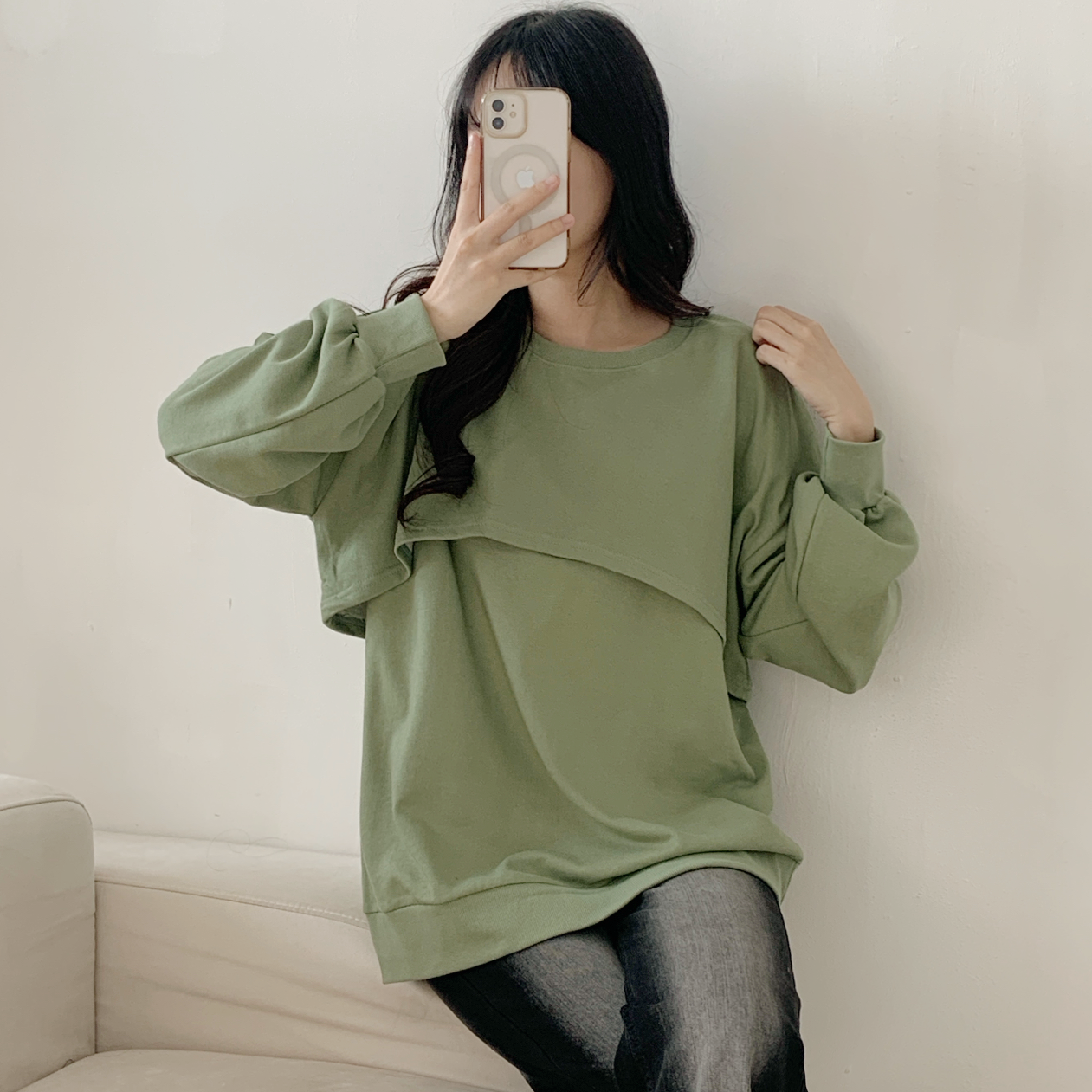 オーバーサイズレイヤード風長袖スウェット | 詳細画像3