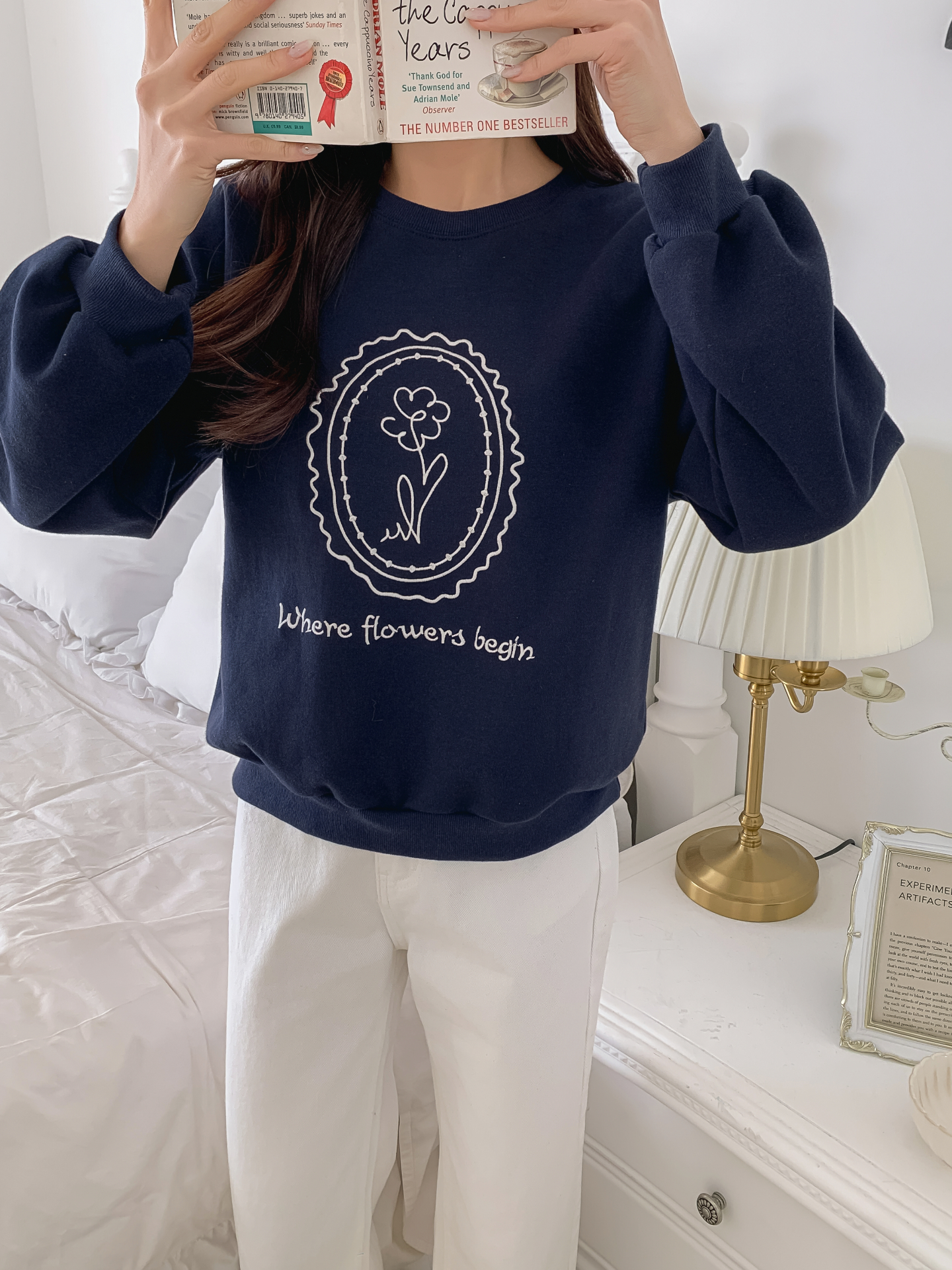 ラウンドネックオーバーサイズ長袖刺繍スウェット | 詳細画像14