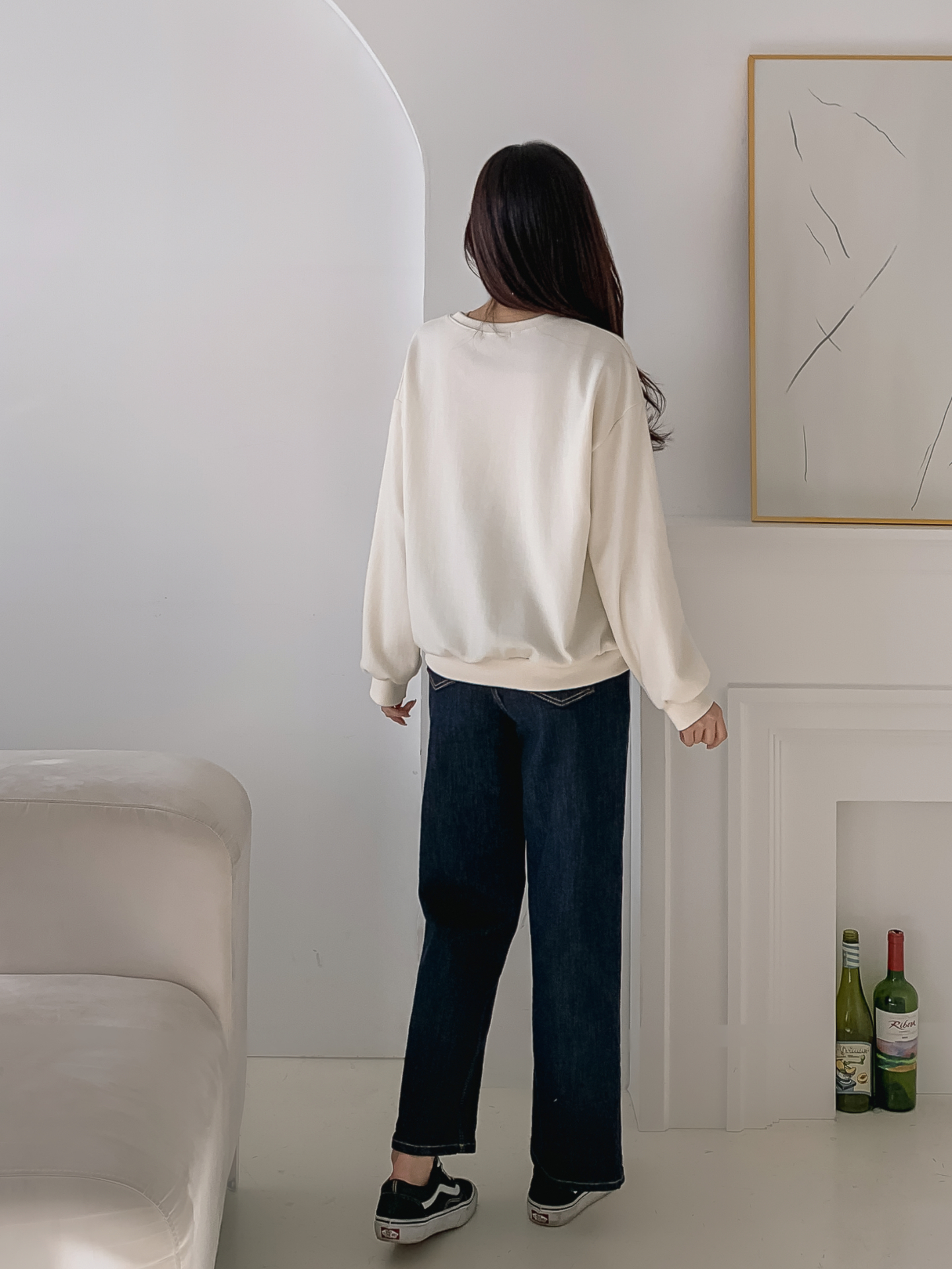 ラウンドネックオーバーサイズ長袖刺繍スウェット | 詳細画像8