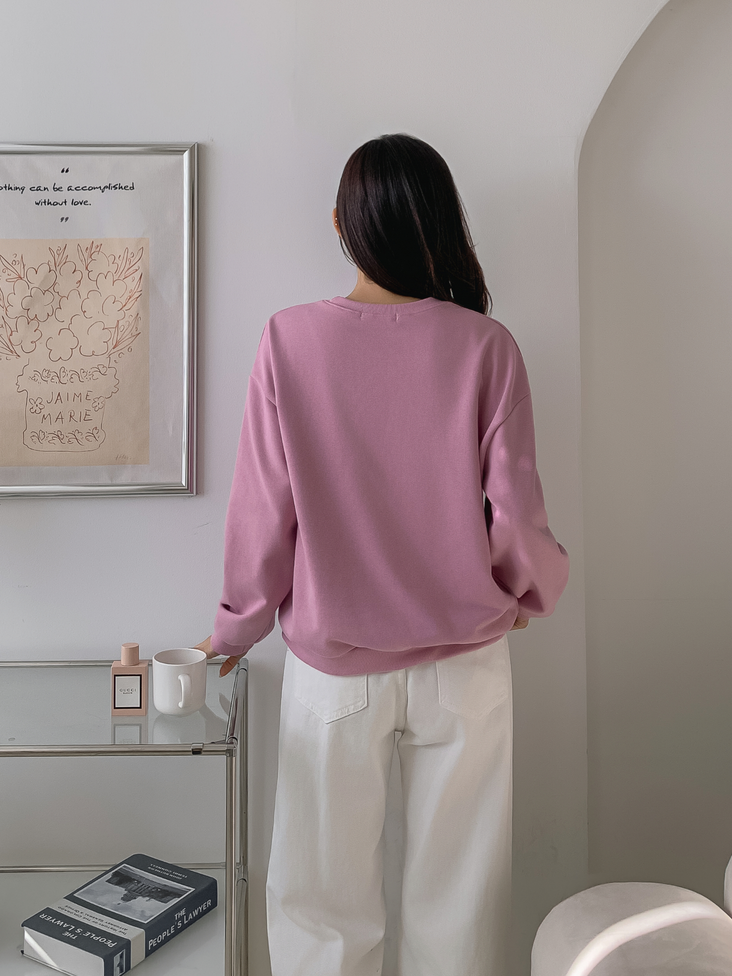 ラウンドネックオーバーサイズ長袖刺繍スウェット | 詳細画像5