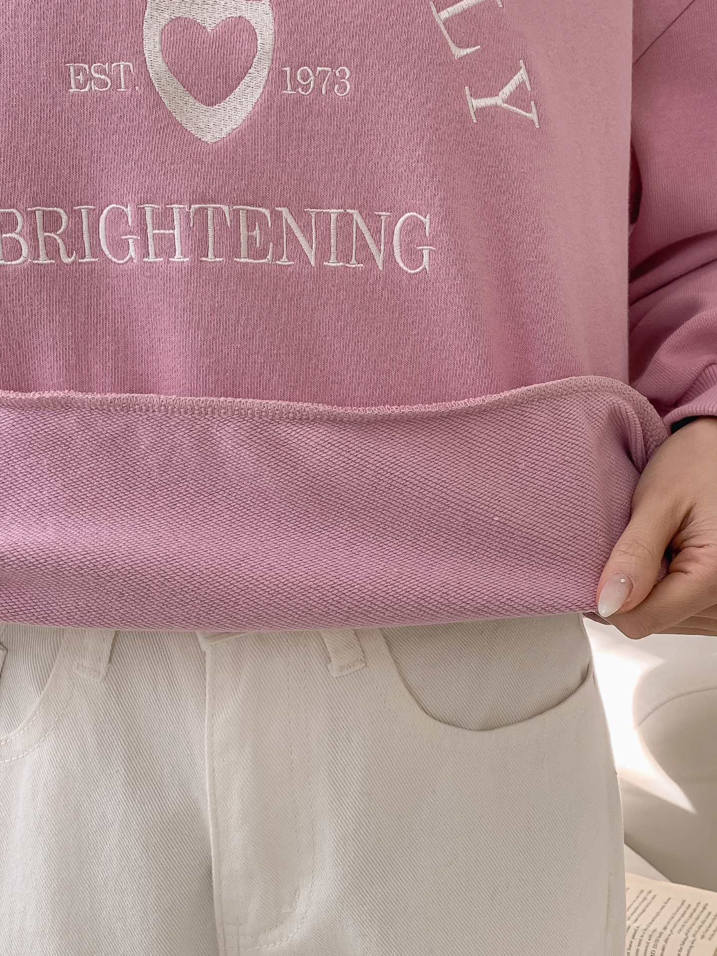 ラウンドネックオーバーサイズ長袖刺繍スウェット | 詳細画像8