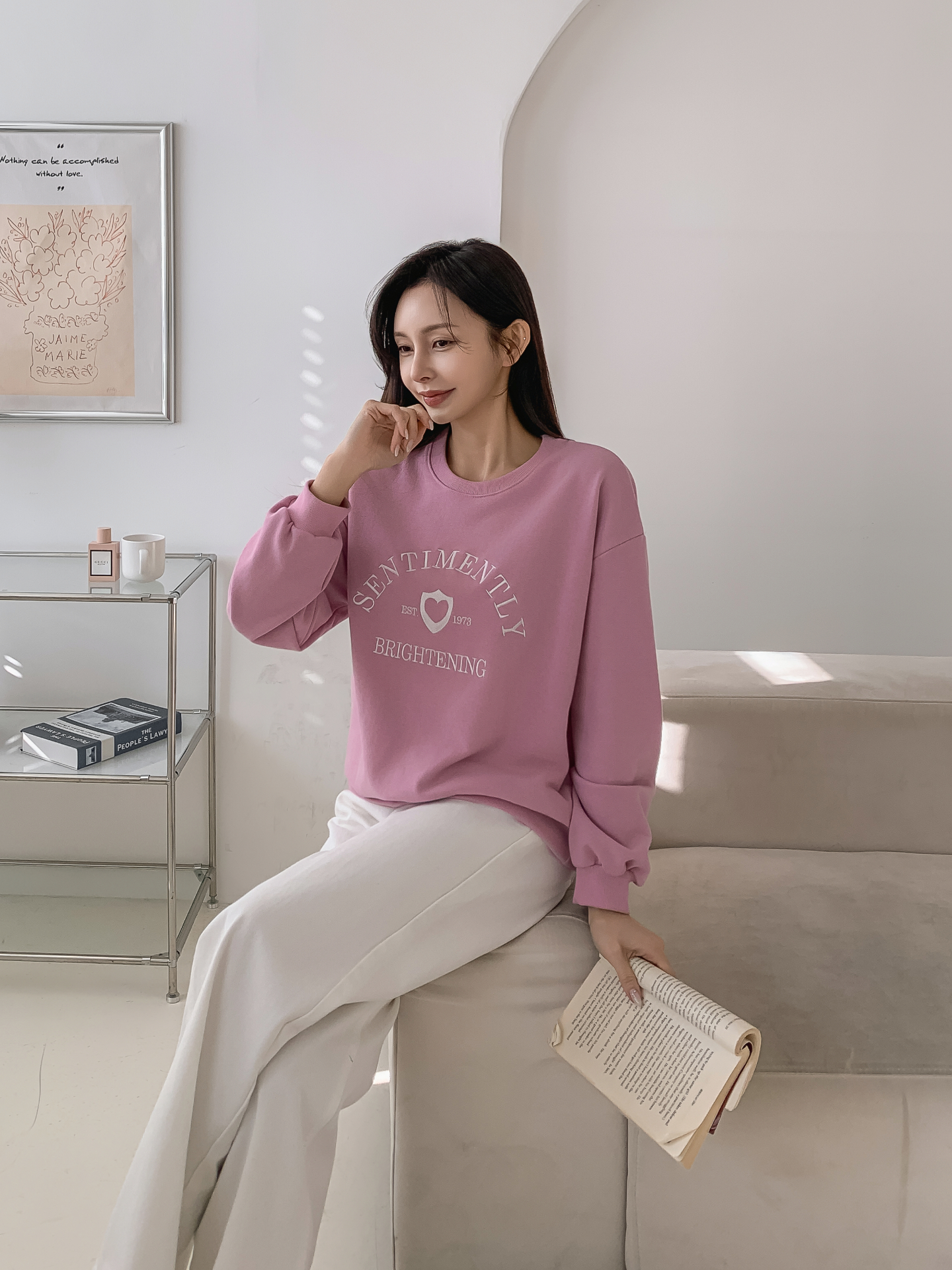 ラウンドネックオーバーサイズ長袖刺繍スウェット | 詳細画像9