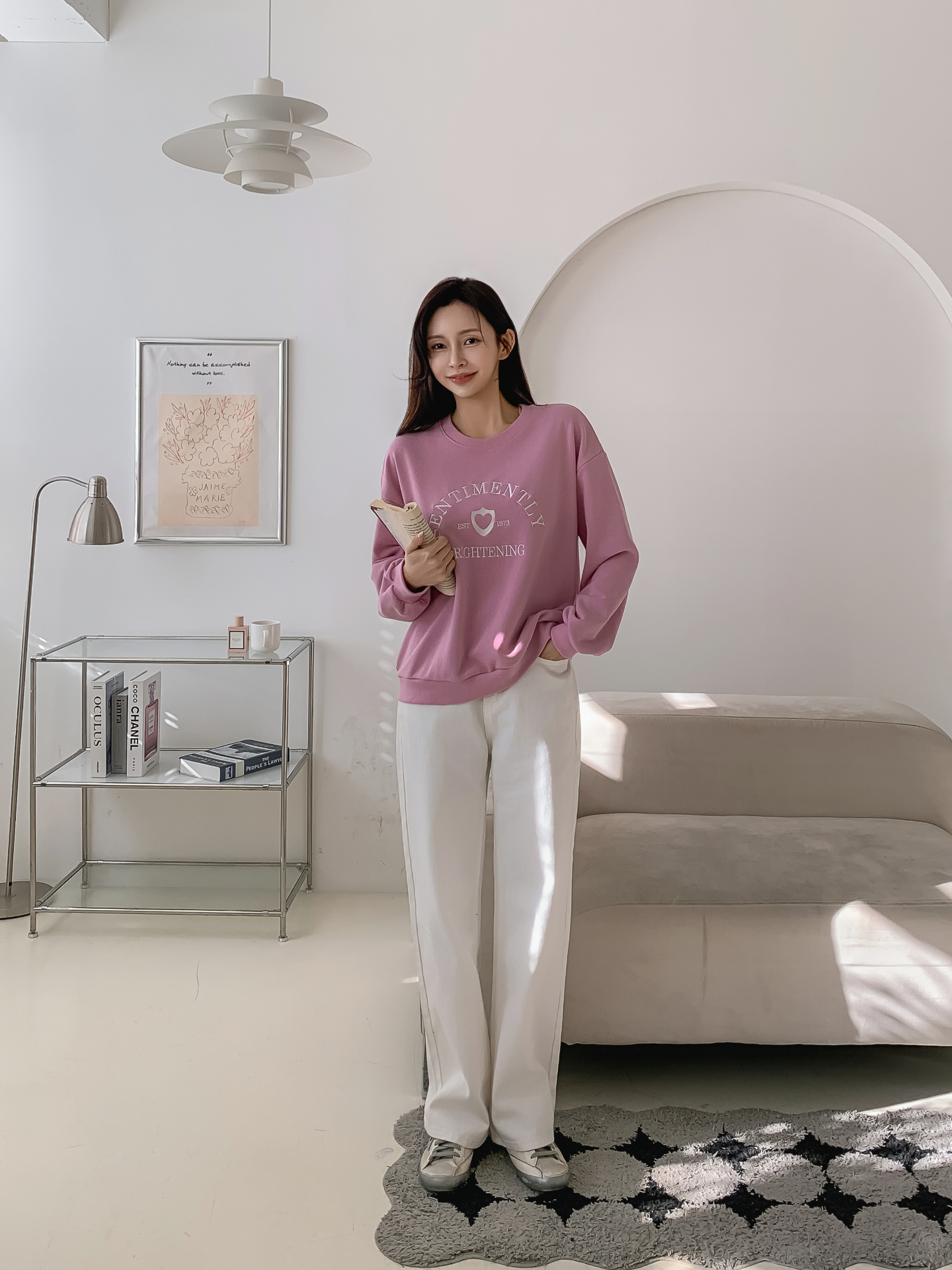 ラウンドネックオーバーサイズ長袖刺繍スウェット | 詳細画像10