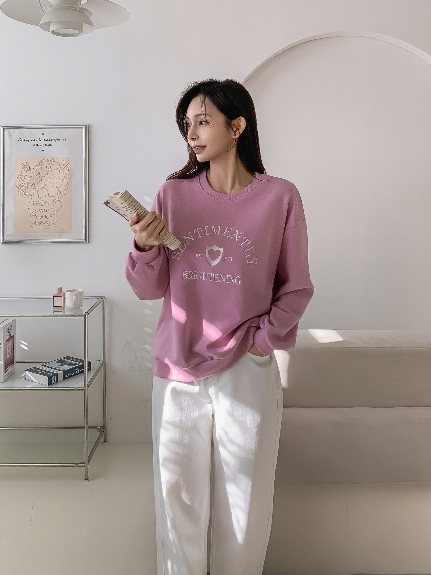 ラウンドネックオーバーサイズ長袖刺繍スウェット | 詳細画像11