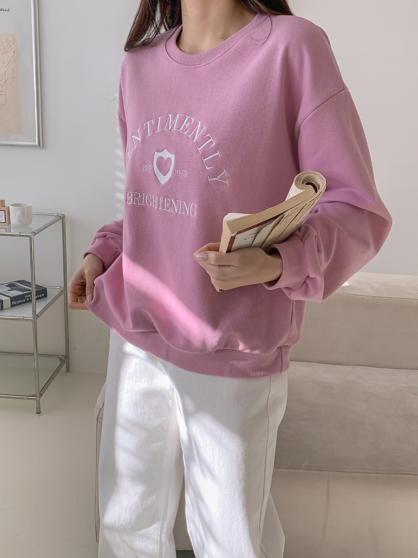 ラウンドネックオーバーサイズ長袖刺繍スウェット | 詳細画像14