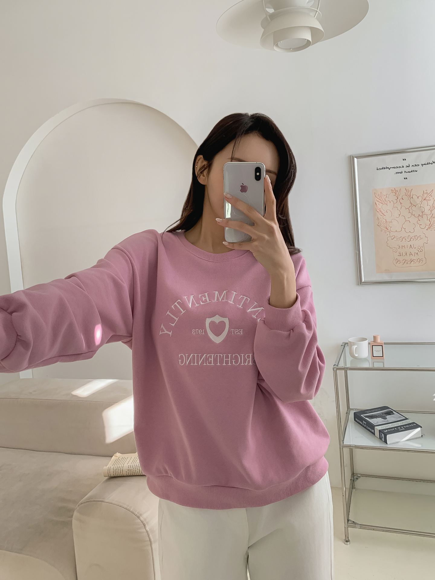 ラウンドネックオーバーサイズ長袖刺繍スウェット | 詳細画像15