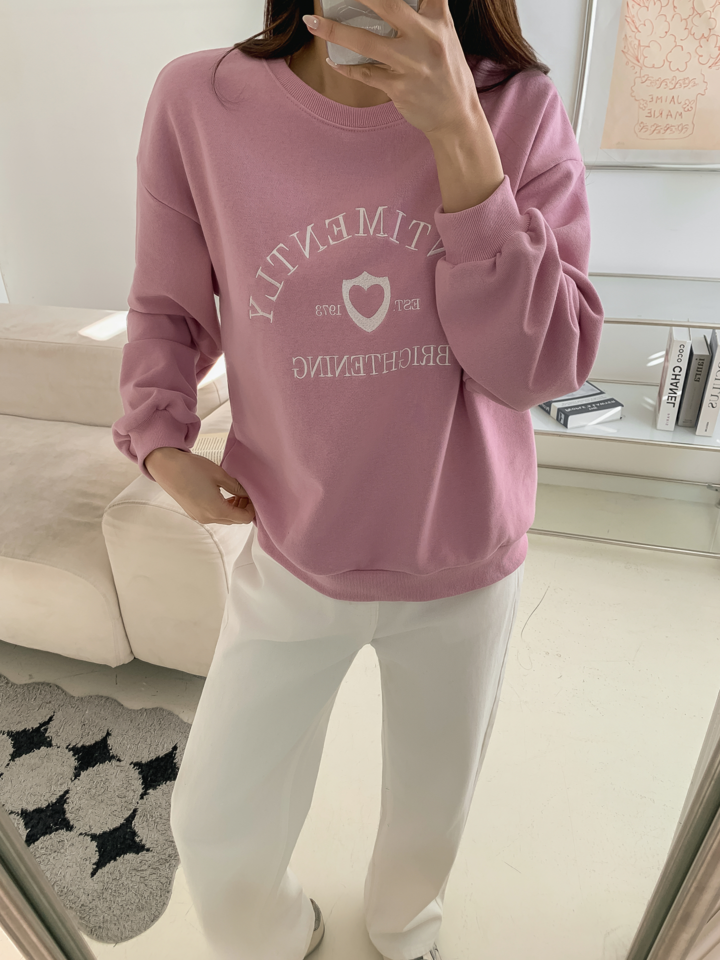 ラウンドネックオーバーサイズ長袖刺繍スウェット | 詳細画像16