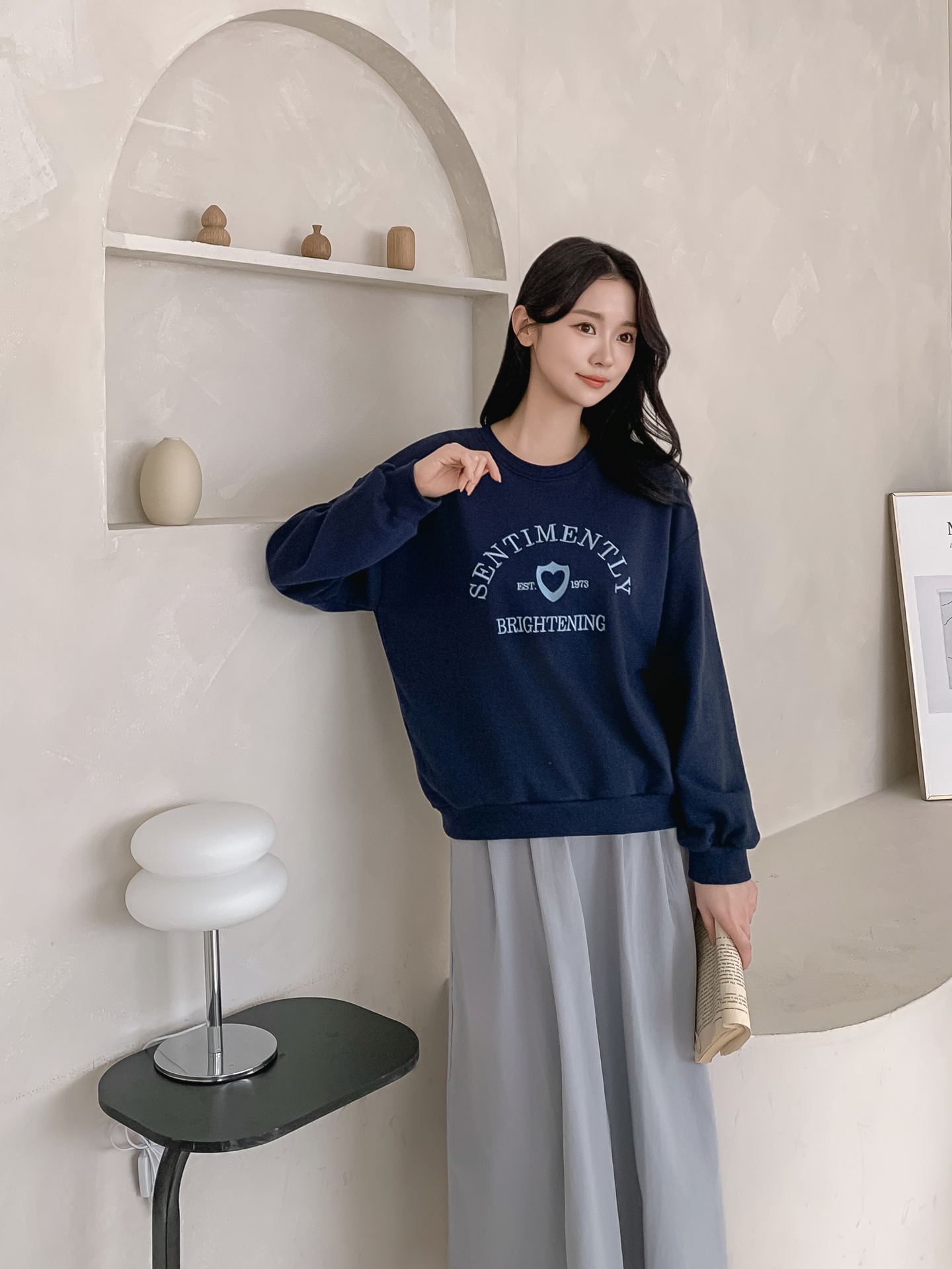 ラウンドネックオーバーサイズ長袖刺繍スウェット | 詳細画像19