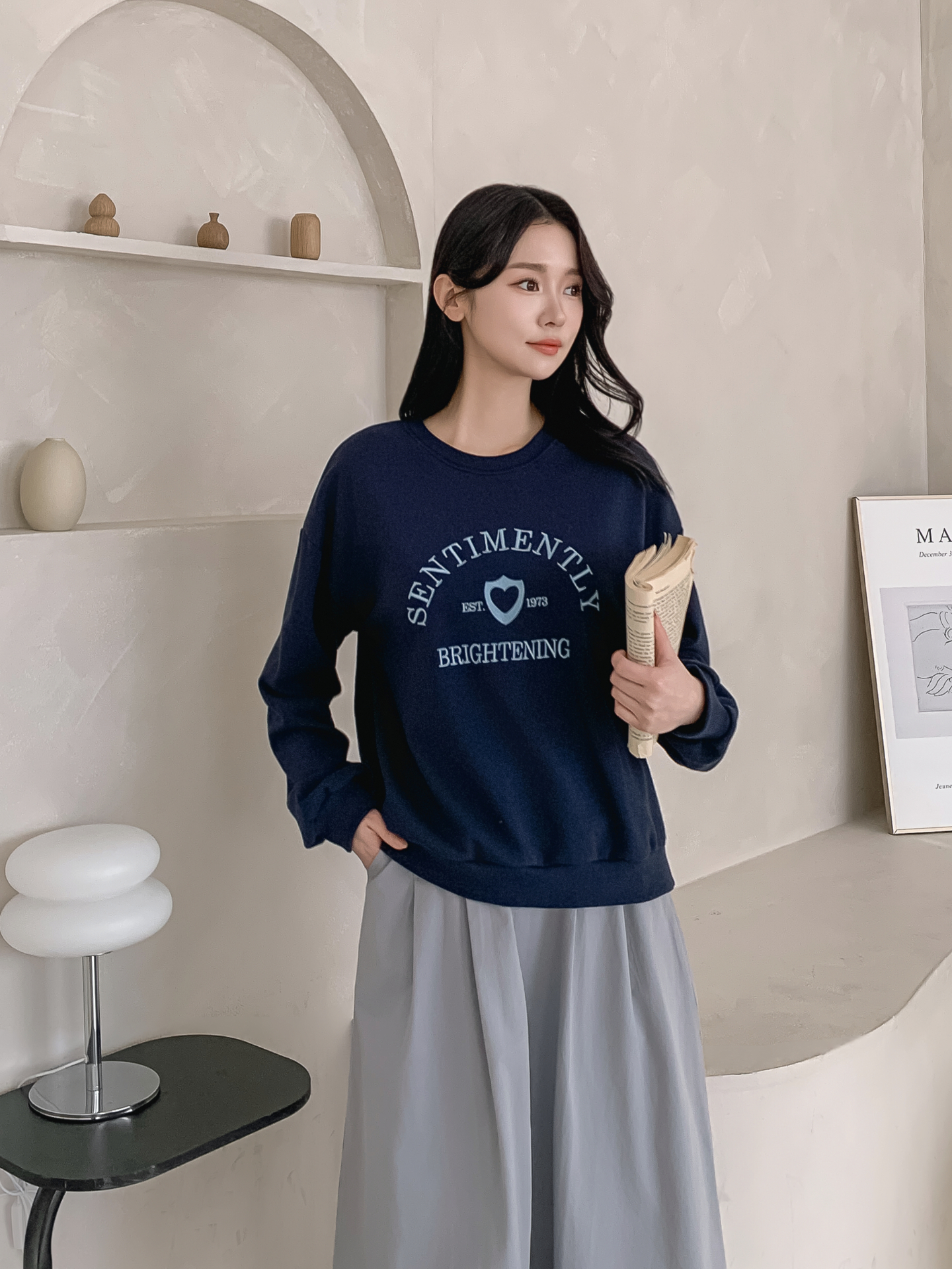 ラウンドネックオーバーサイズ長袖刺繍スウェット | 詳細画像21