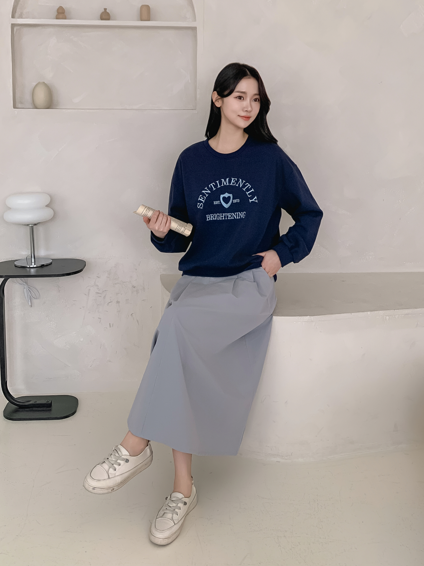 ラウンドネックオーバーサイズ長袖刺繍スウェット | 詳細画像22