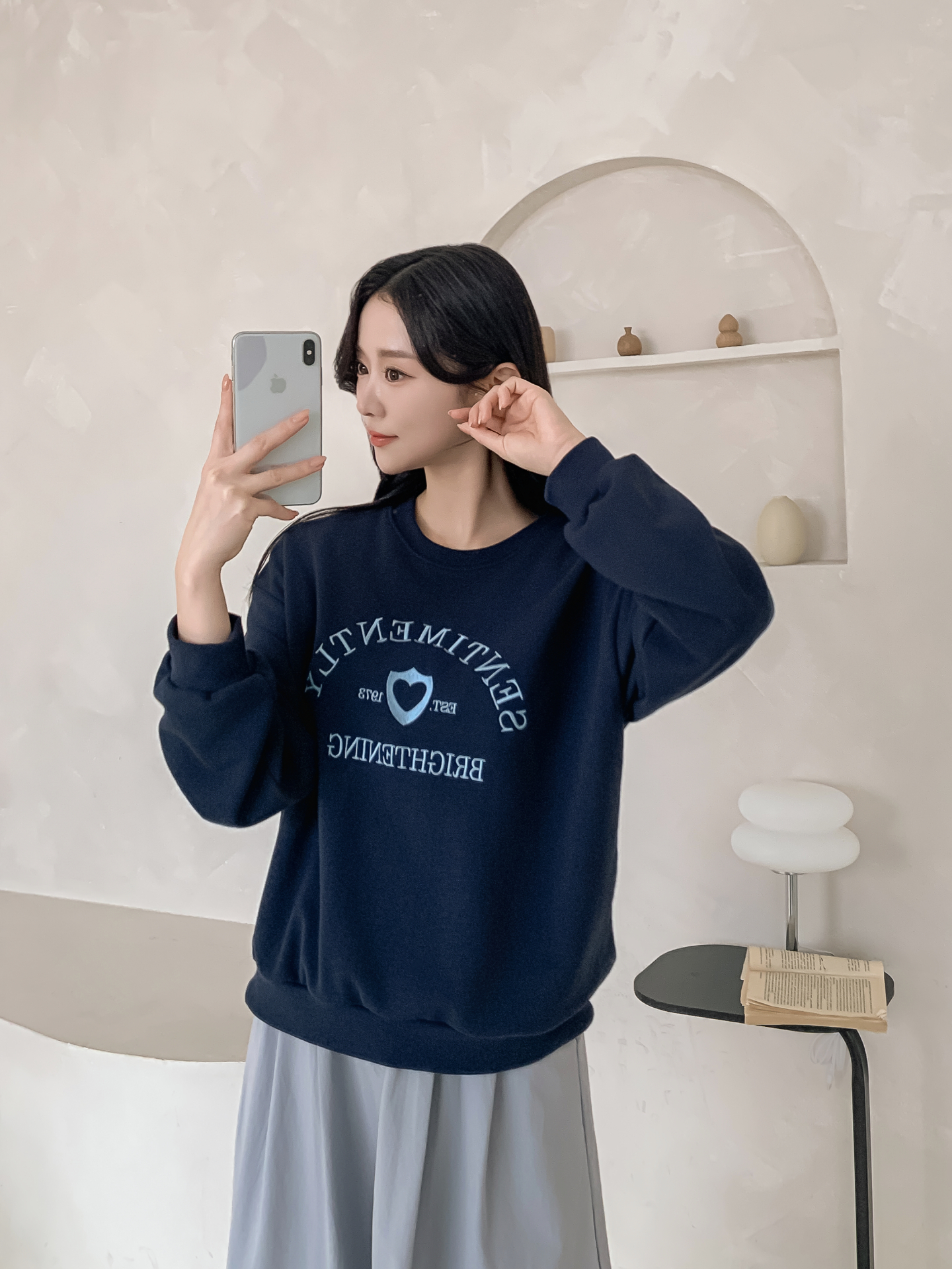 ラウンドネックオーバーサイズ長袖刺繍スウェット | 詳細画像28