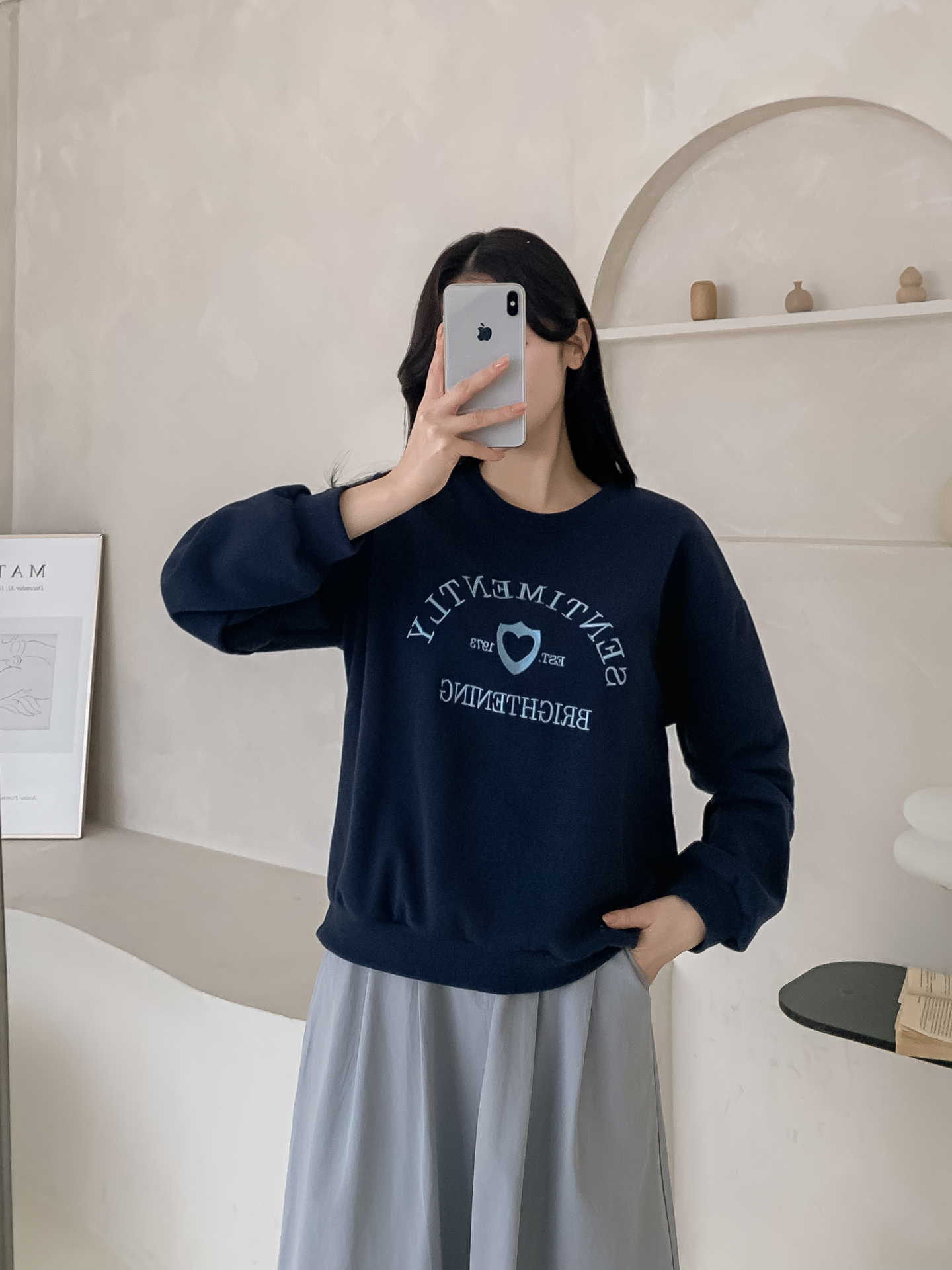 ラウンドネックオーバーサイズ長袖刺繍スウェット | 詳細画像29