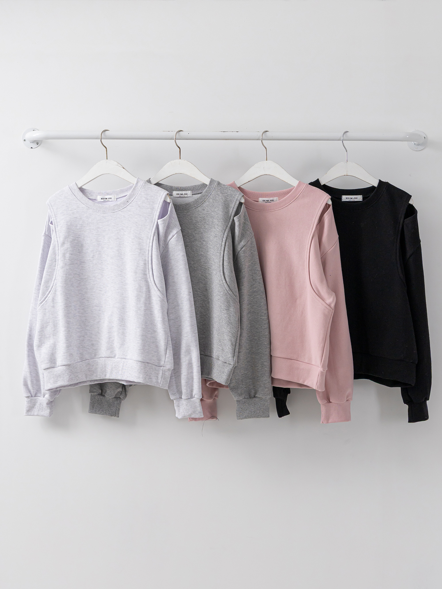 ラウンドネックオーバーサイズルーズオープンショルダー長袖無地スウェット | 詳細画像30