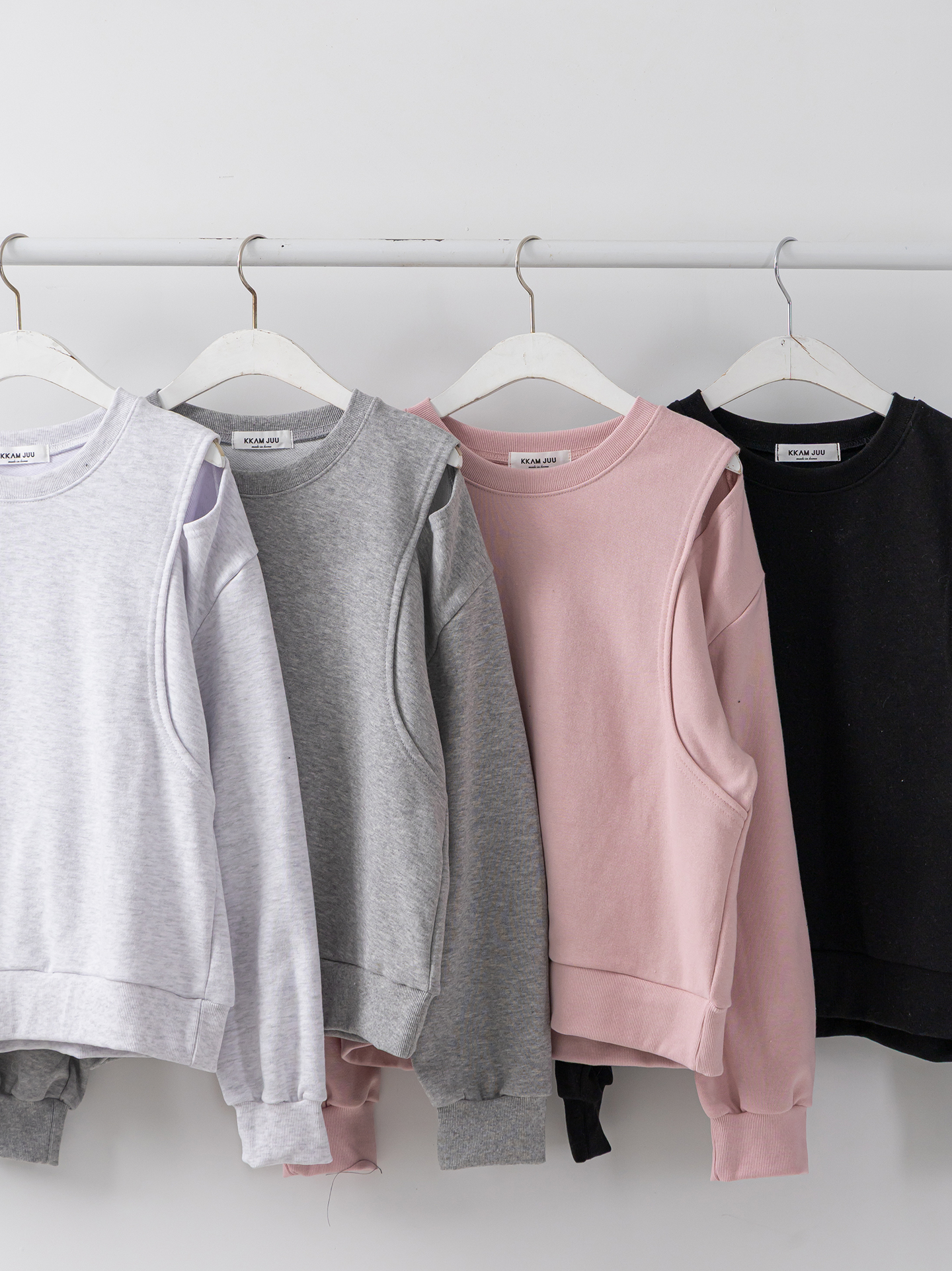 ラウンドネックオーバーサイズルーズオープンショルダー長袖無地スウェット | 詳細画像31