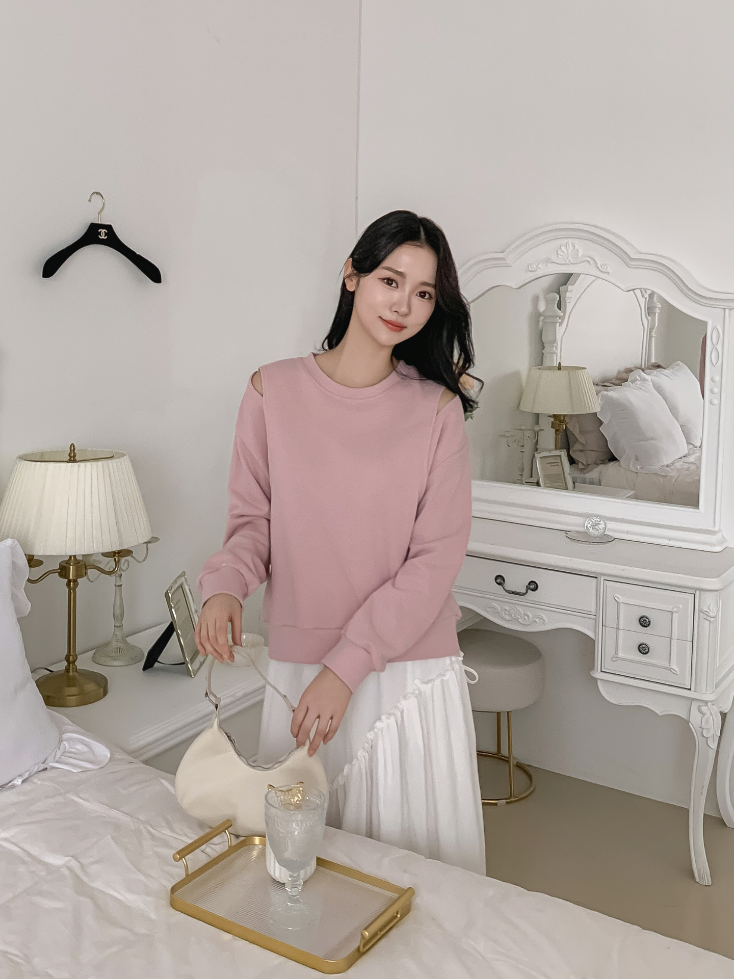 ラウンドネックオーバーサイズルーズオープンショルダー長袖無地スウェット | 詳細画像18