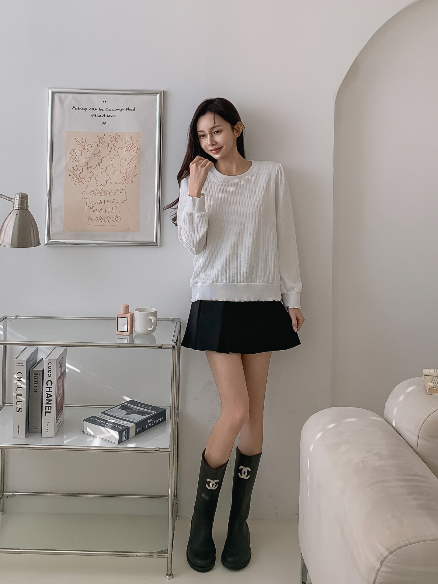 ラウンドネックメロウパフスリーブルーズ長袖Tシャツ | 詳細画像8