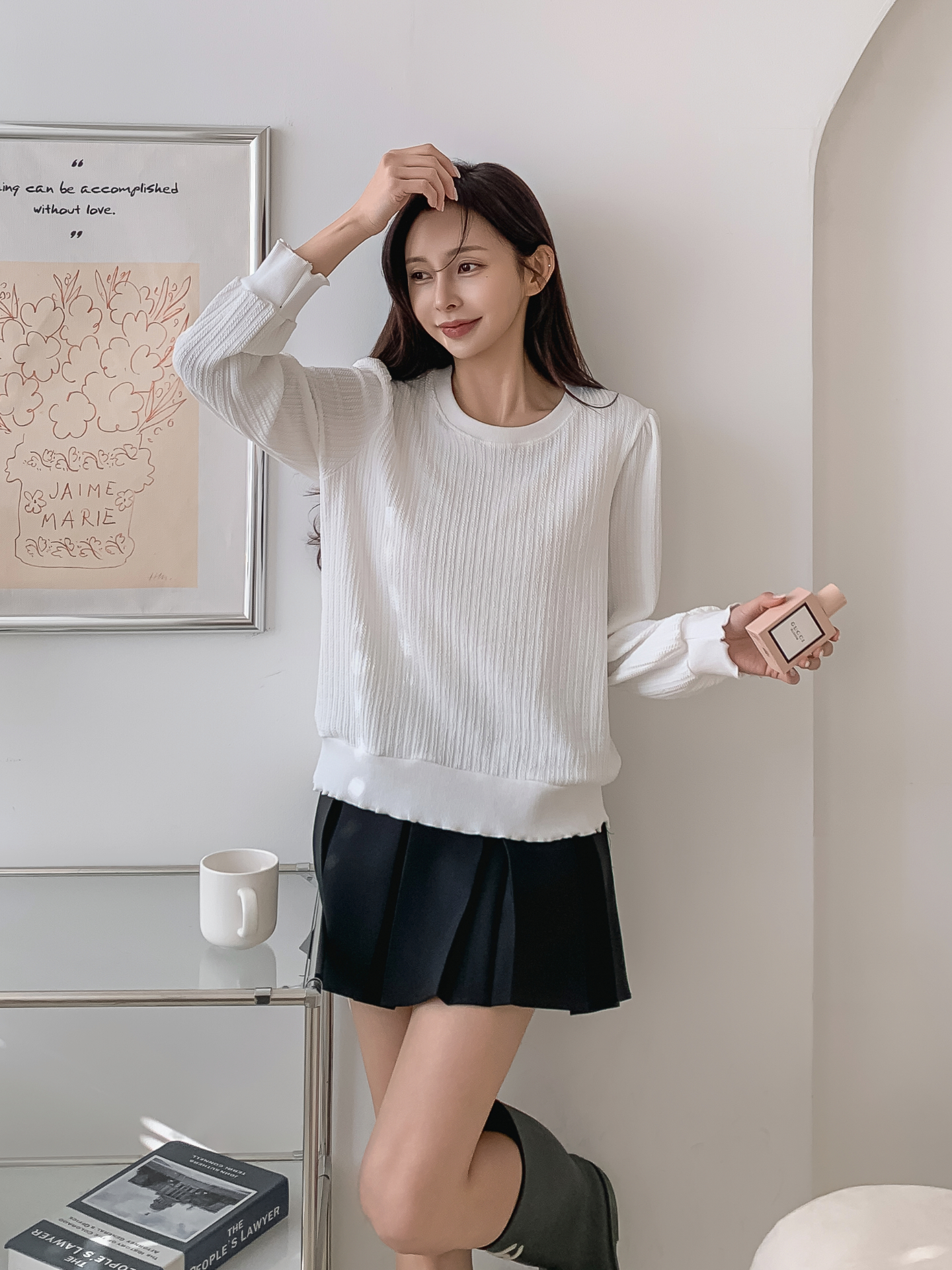 ラウンドネックメロウパフスリーブルーズ長袖Tシャツ | 詳細画像6