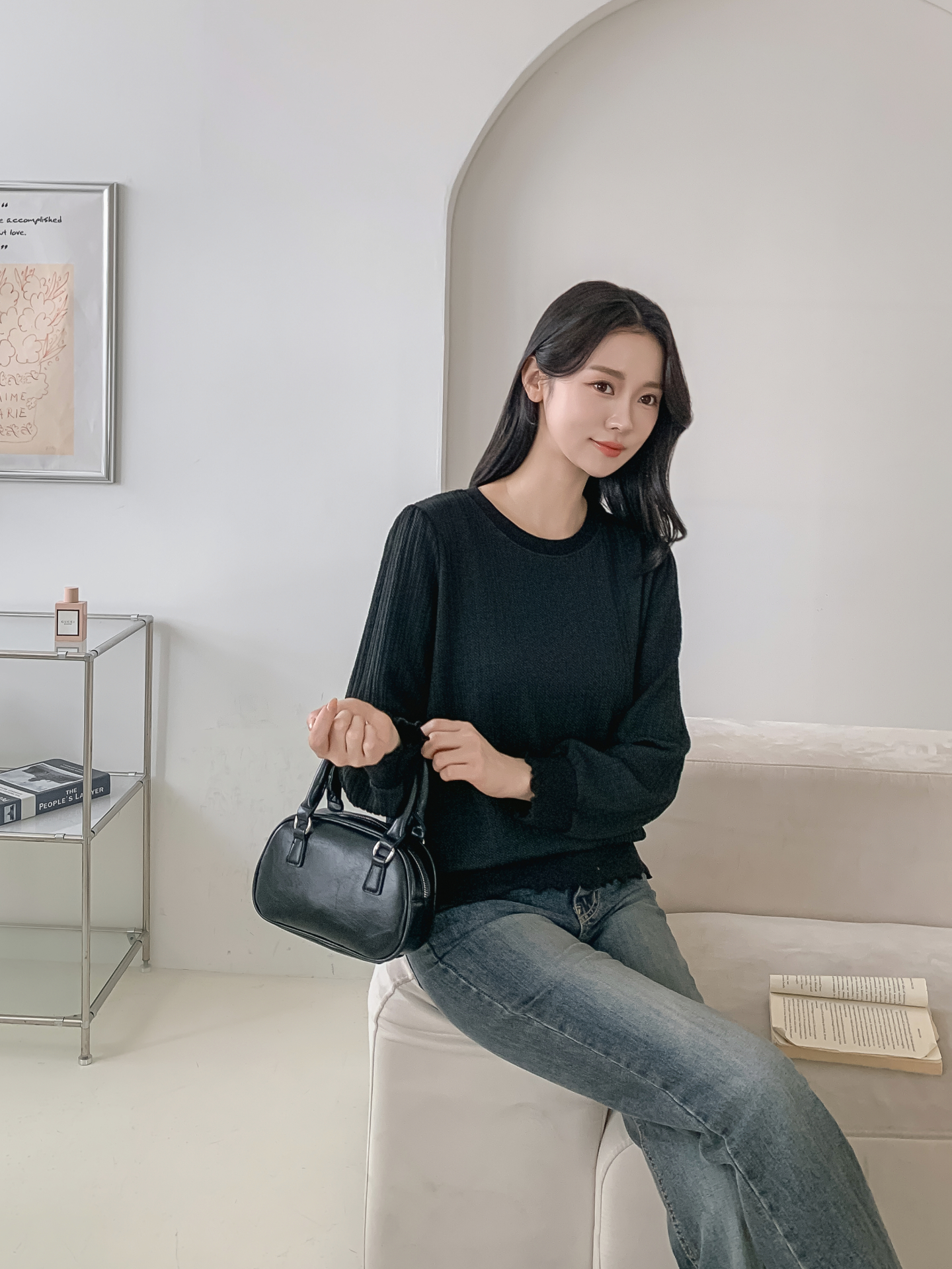 ラウンドネックメロウパフスリーブルーズ長袖Tシャツ | 詳細画像20