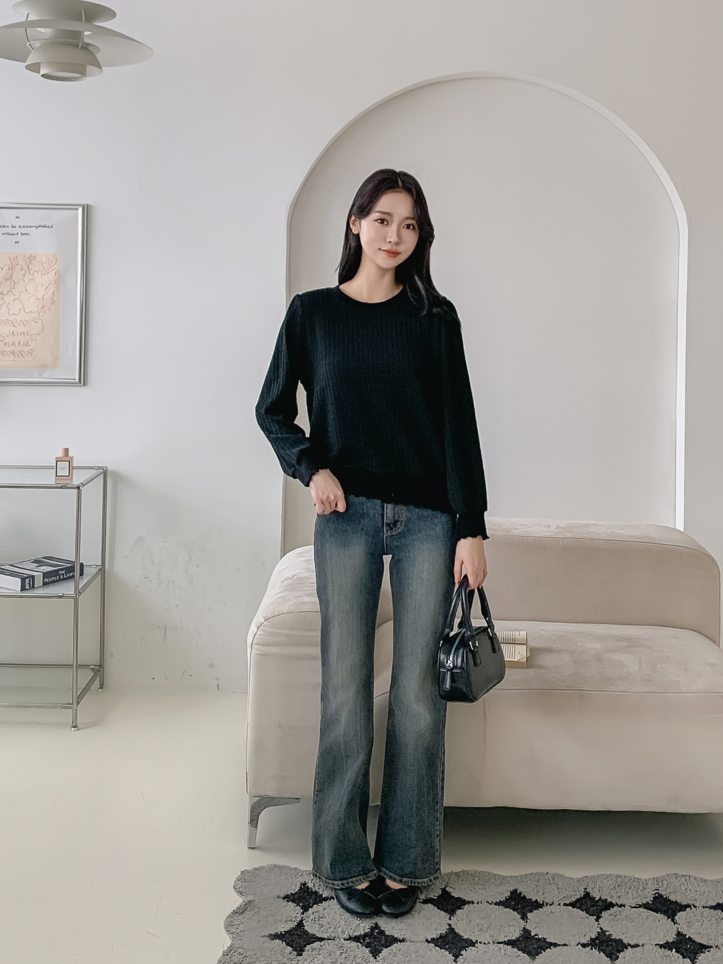 ラウンドネックメロウパフスリーブルーズ長袖Tシャツ | 詳細画像21