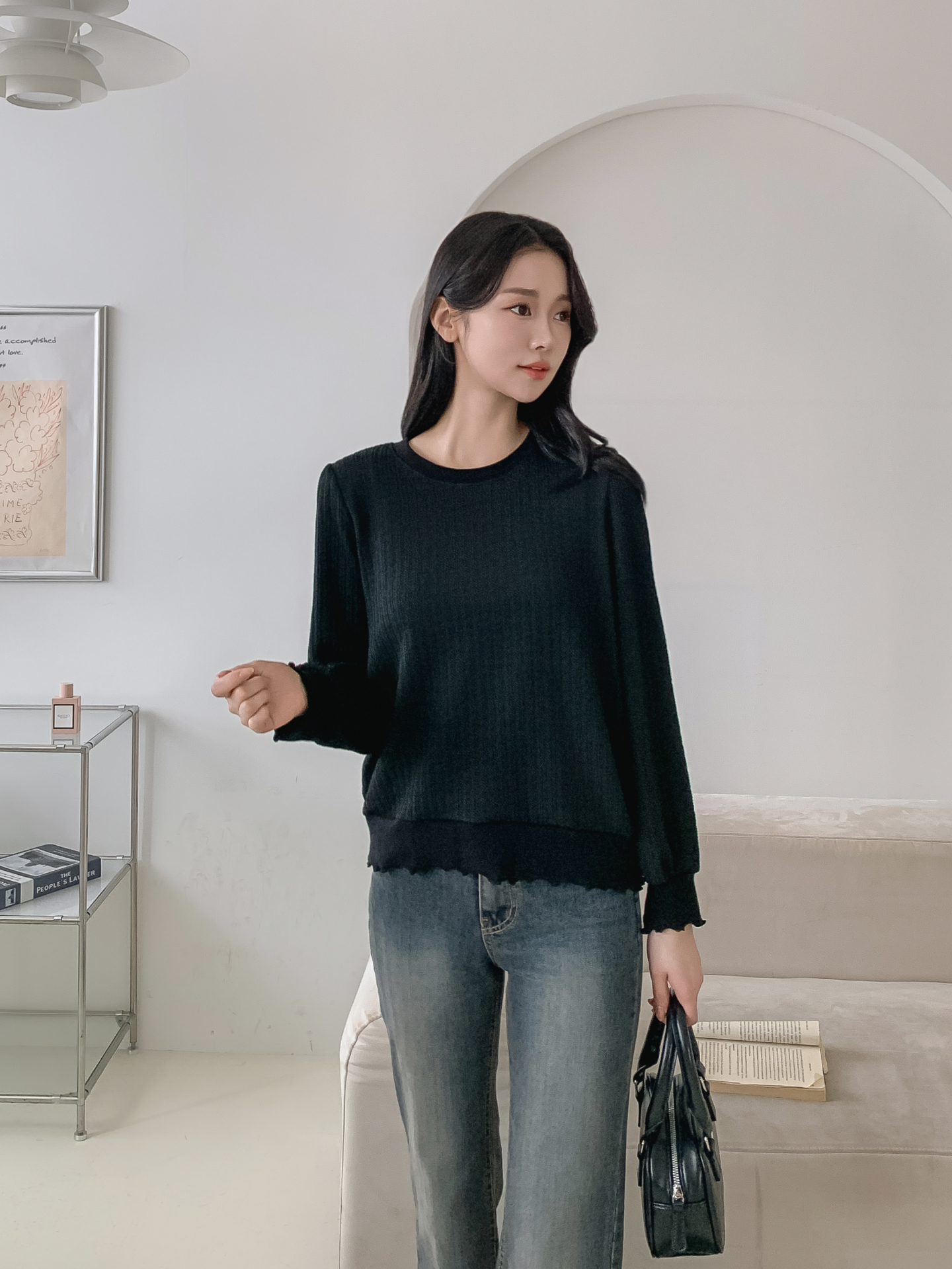 ラウンドネックメロウパフスリーブルーズ長袖Tシャツ | 詳細画像22