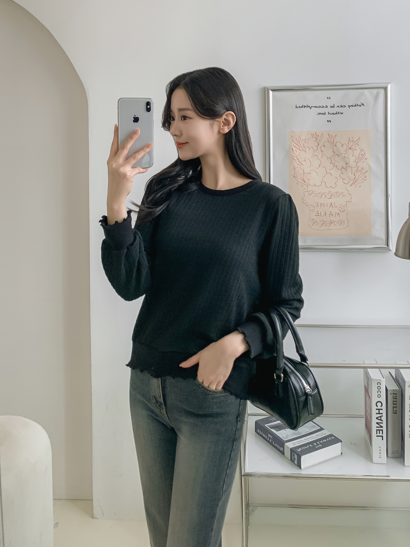 ラウンドネックメロウパフスリーブルーズ長袖Tシャツ | 詳細画像26