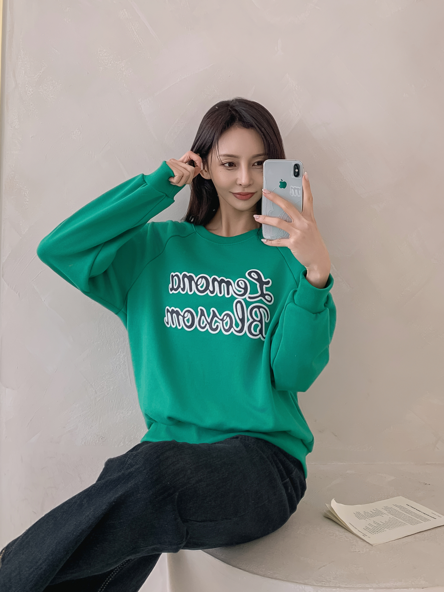 ラウンドネックルーズ長袖レタリングスウェット | 詳細画像16