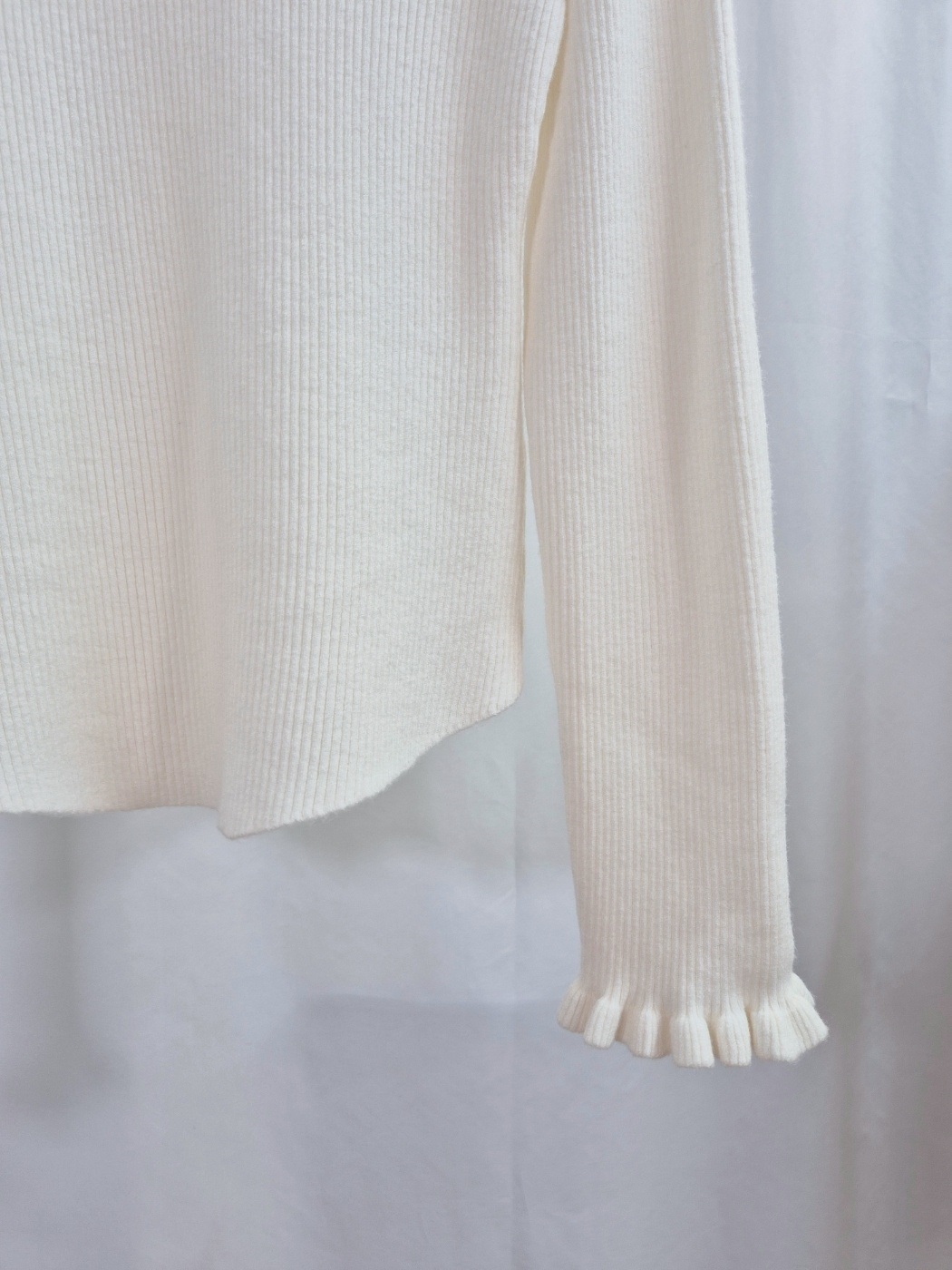 リブラウンドネックスリムベルスリーブ長袖ニット | 詳細画像10