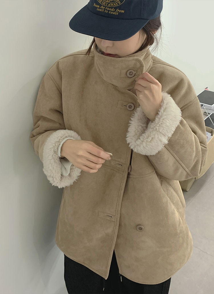 ムートンカラーハイネックルーズハーフジャケット2WAY ムートンカラーハイネックルーズハーフジャケット2WAY